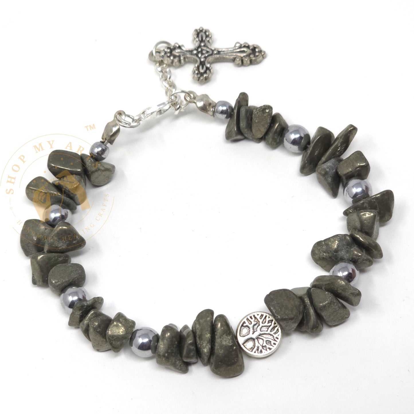 Shop My Arts Pyrite Bracelet for Women - Birthday Gifts for Women Mom with Authentic Crystals and Healing Stones