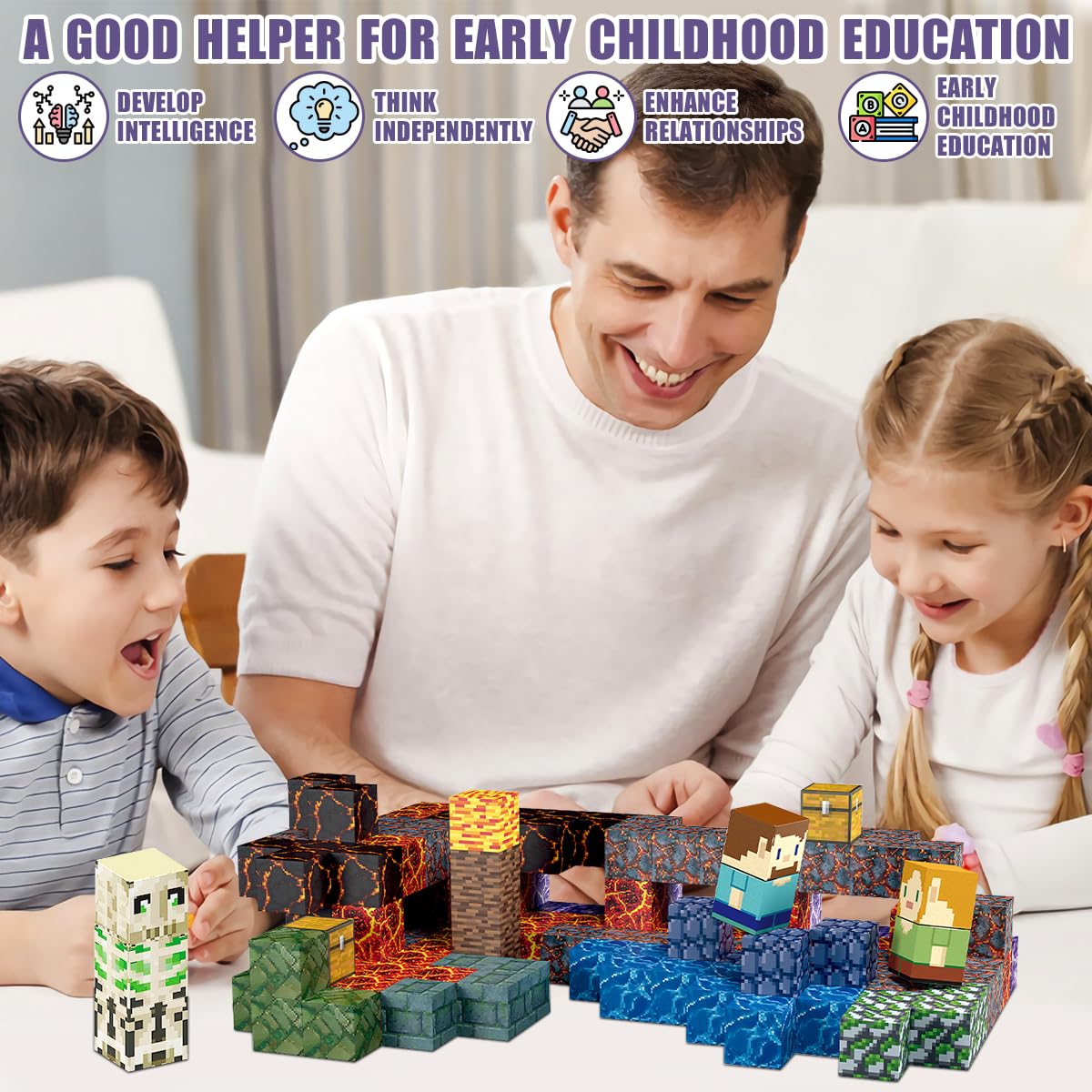 AIDYVOI 213pcs Magnetic Blocks, Magnetic Building Toys Set Sword for Boys Girls 3+,1 Inch Educational STEM Sensory Construction Toys Christmas Birthday Present