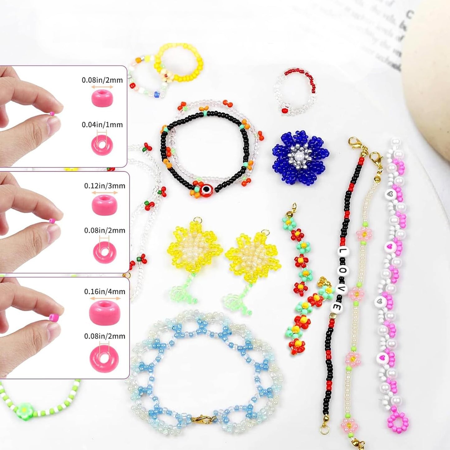32400pcs Glass Seed Beads for Jewelry Making Kit, 120 Colors 3mm Small Beads Kit Bracelet Beads with Letter Evil Eye Beads Jump Rings & Charms Pendants for Bracelets Making, DIY, Adult Craft Supplies