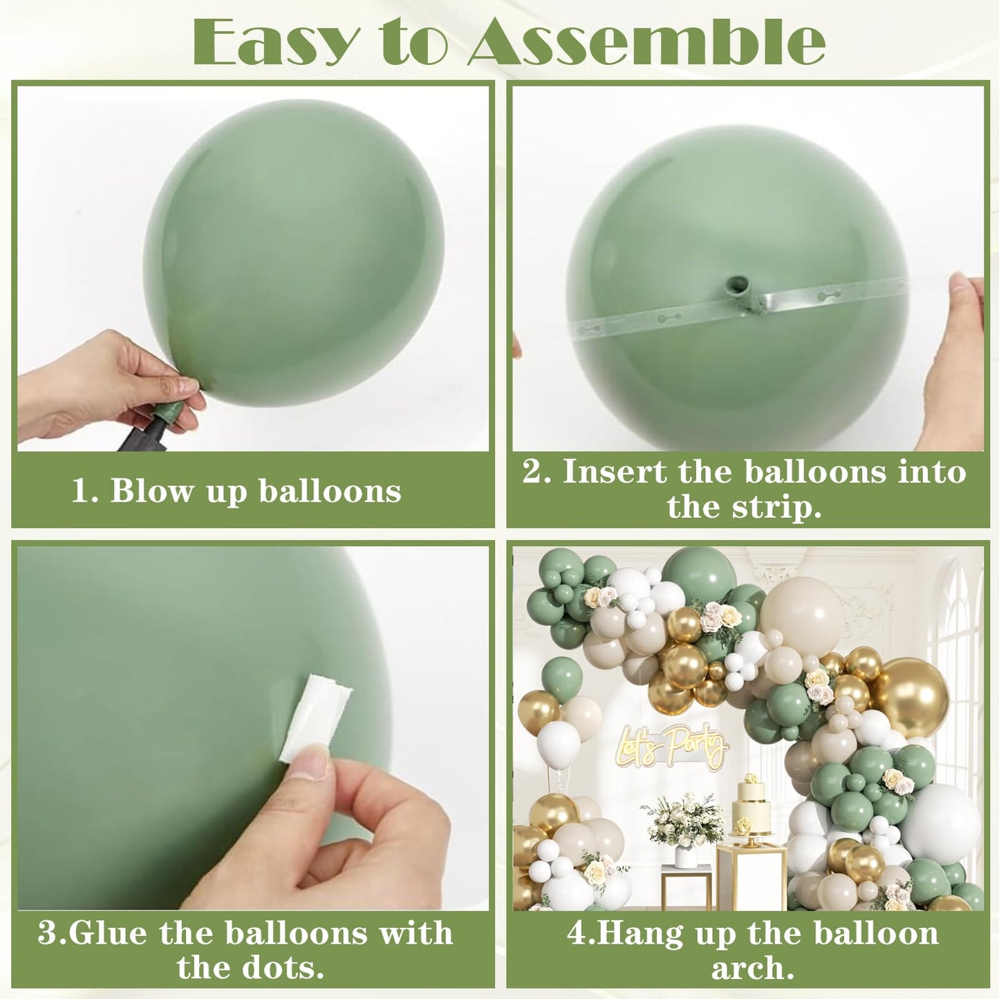 KARLURE Sage Green Balloon Arch Kit Garland with Retro Green White Sand Gold Balloons for Baby Shower Baby In Bloom Wedding Birthday Neutral Rustic Boho Botanical Greenery Wild Decor Party Decorations