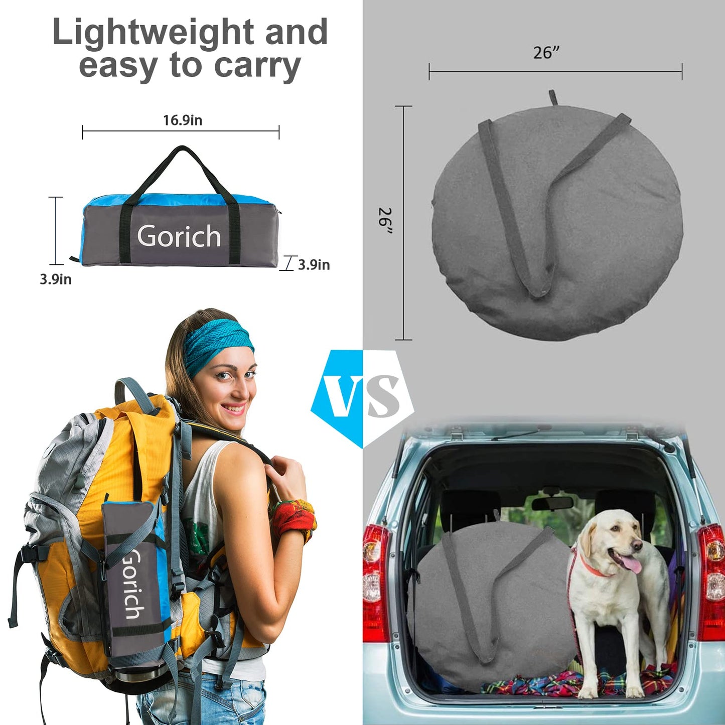 Gorich Beach Tent Sun Shelter for 3/4/6/8/10 Person with UPF 50+ UV Protection, Lightweight & Easy Setup Beach Shade Canopy, Portable Beach Shade Tent Beach Cabana