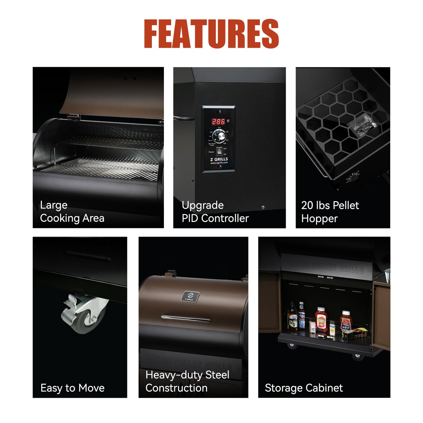 Z GRILLS Wood Pellet Grill Smoker with PID Control, Rain Cover, 700 sq. in Cooking Area for Outdoor BBQ, Smoke, Bake and Roast, 700D
