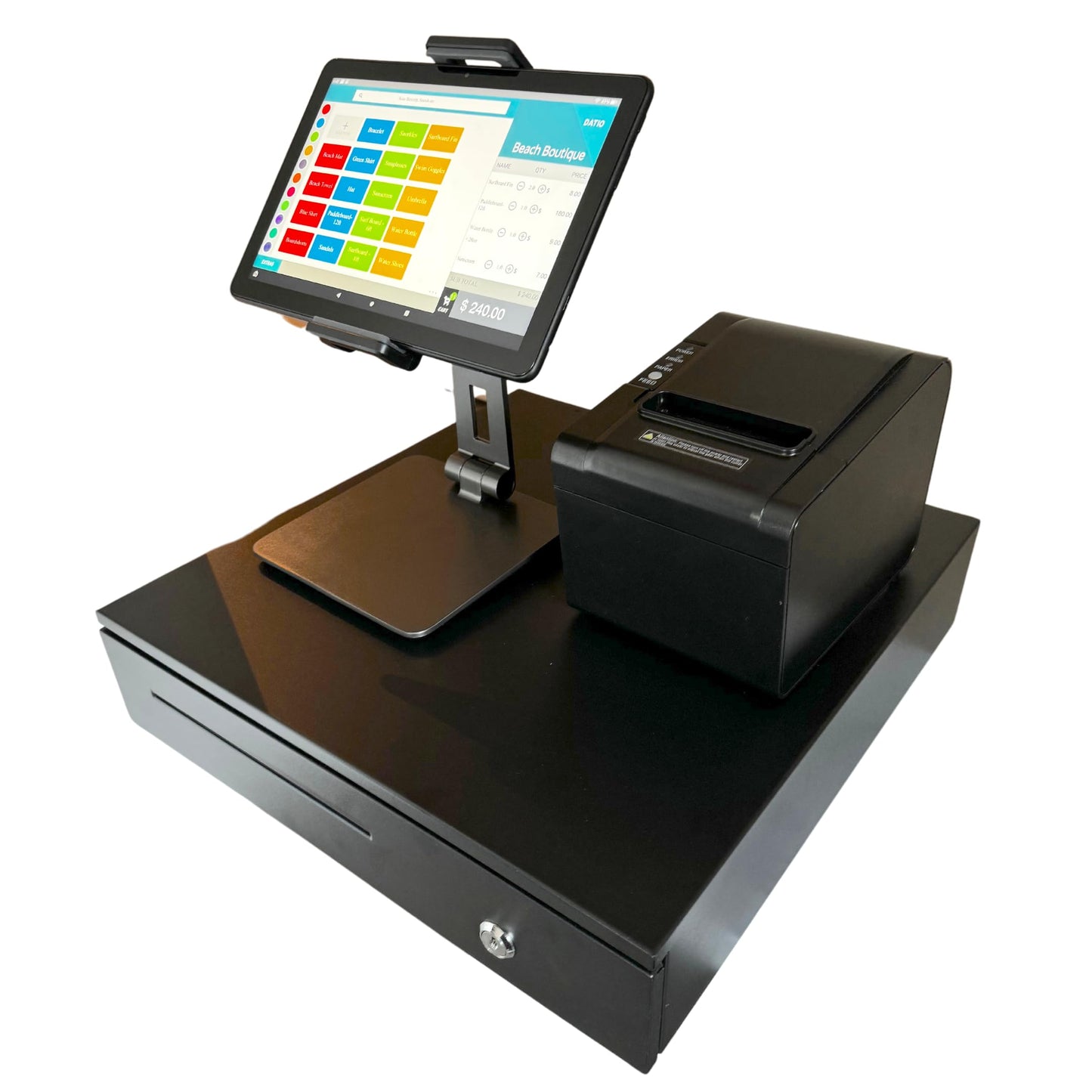 Datio POS System for 10-inch Amazon Fire Tablet Complete Cash Register with Receipt Printer, Cash Drawer, and Stand for Small Business, Retail, Restaurant, Salon