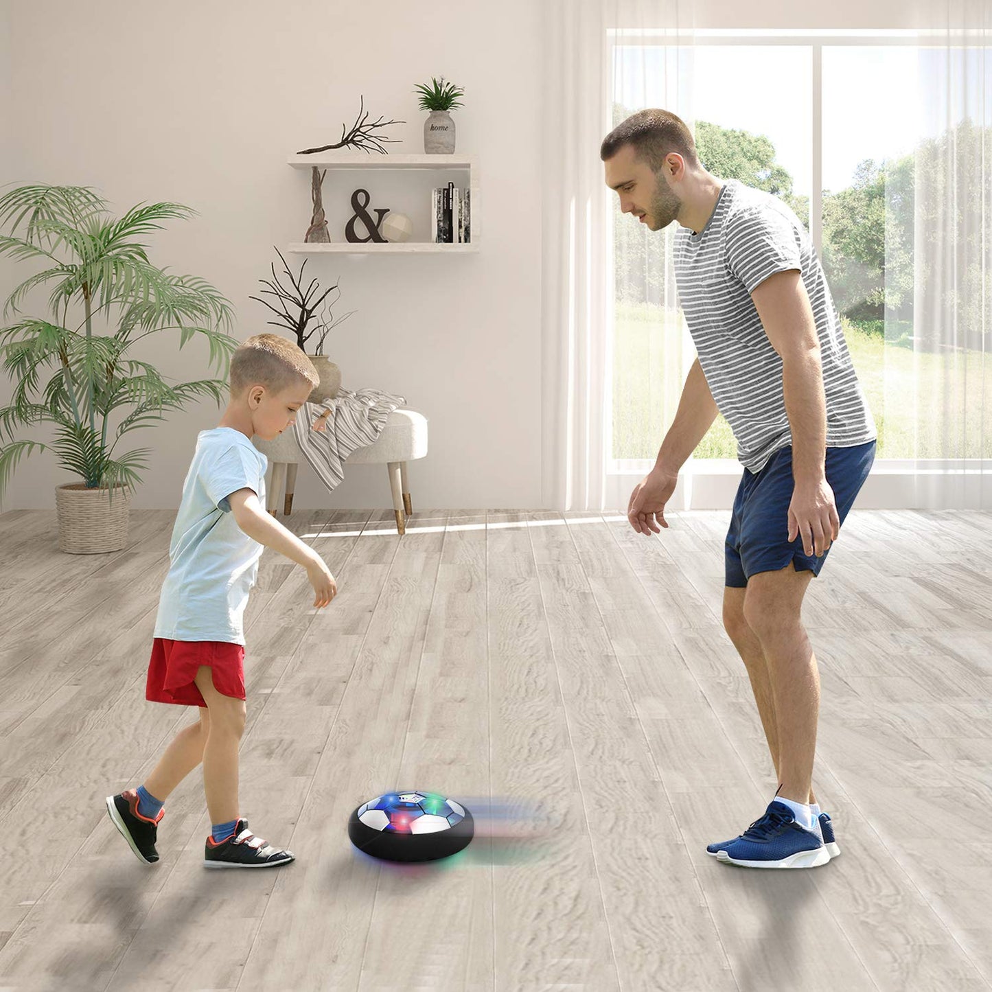 Hover Soccer Ball Boy Toy, Air Powered Floating Hover Soccers with LED Light, Kids Training Soccer Ball Indoor Outdoor Game, Birthday Gifts for Age 3 4 5 6 7 8-10 Years Old Boys Girls