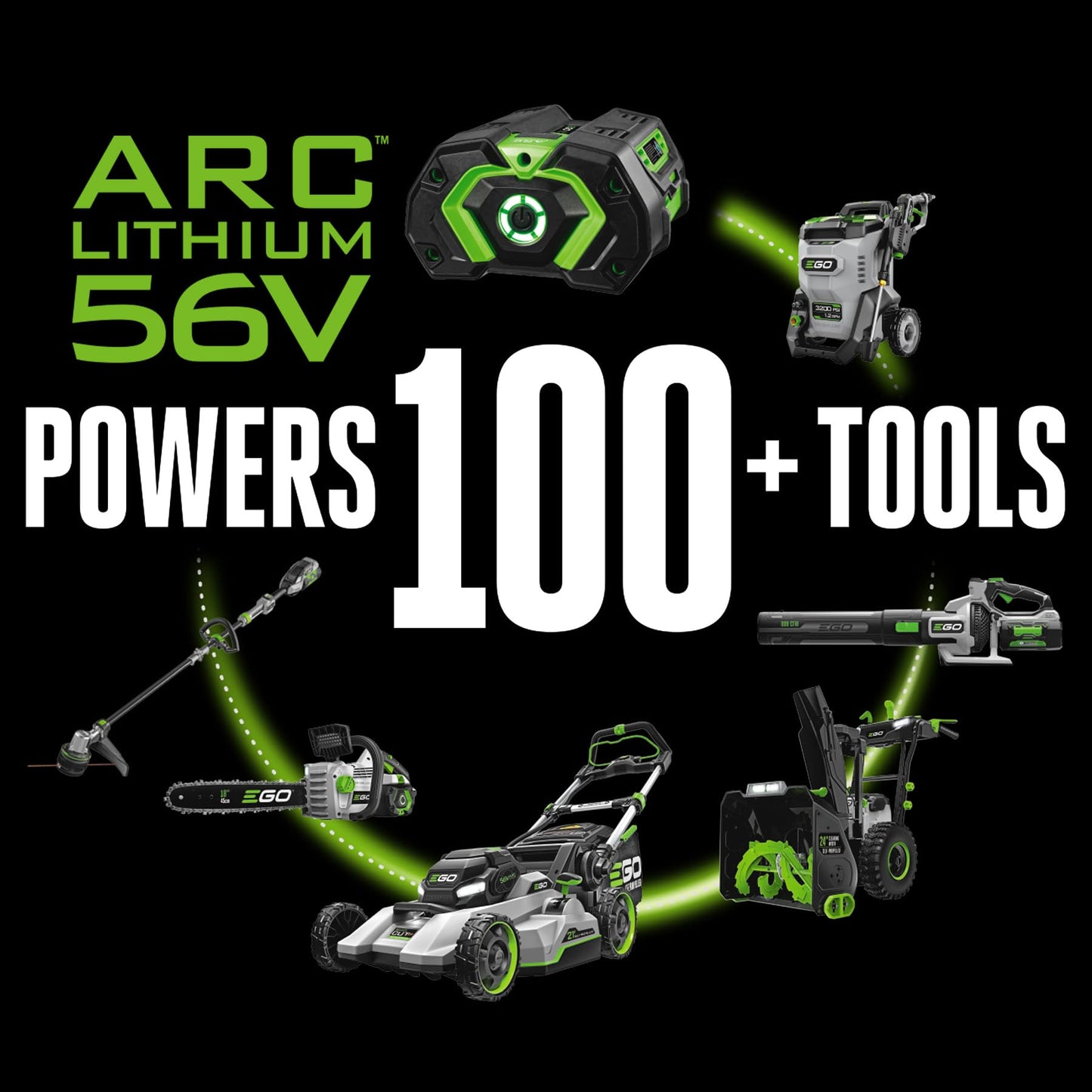 EGO POWER+ 56V Starter Collection 21" Cordless Push Lawn Mower LM2114 & 15" Powerload String Trimmer ST1511T & 615CFM Leaf Blower LB6151, (1) 4Ah (2) 2.5Ah Batteries and (3) Chargers Included