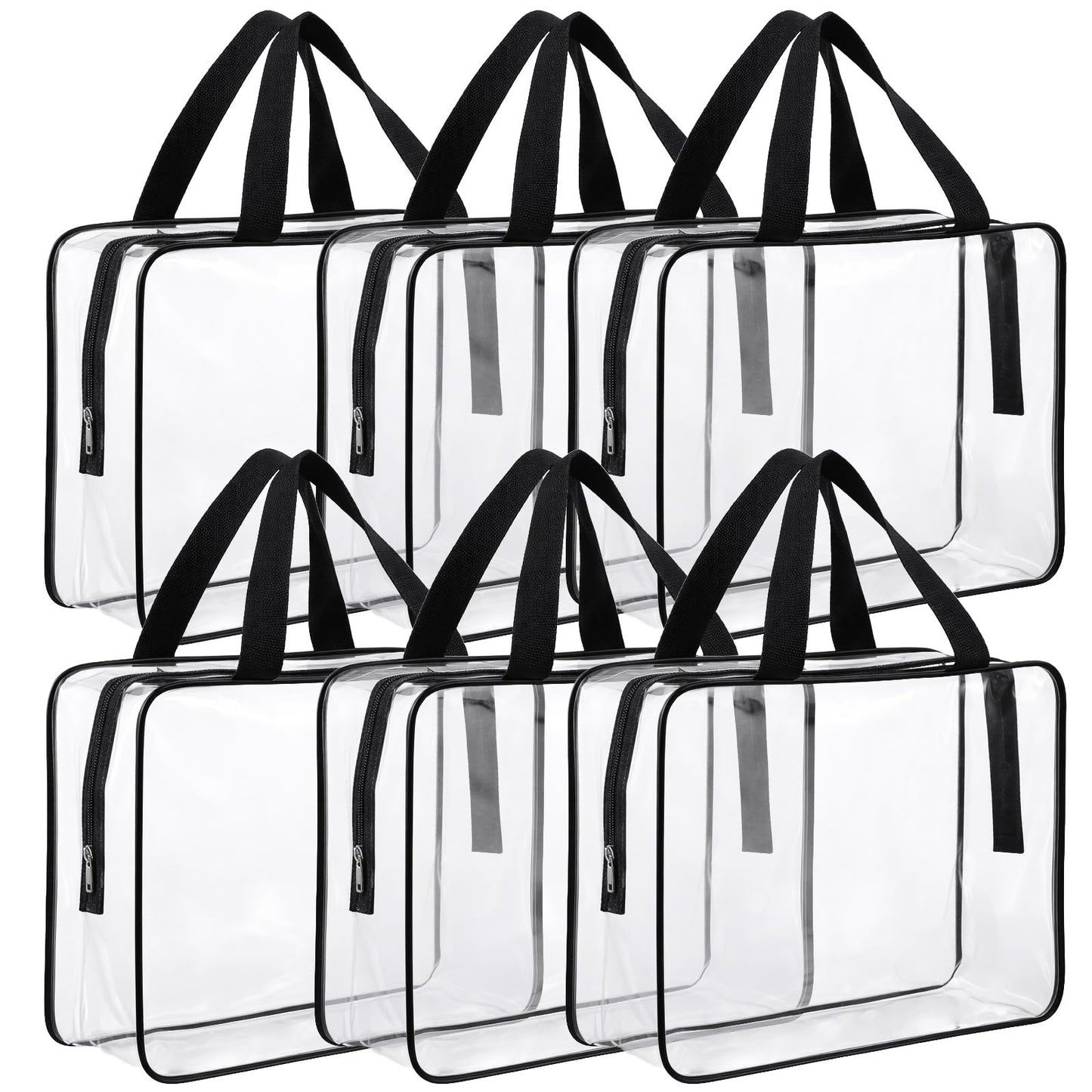 10 Pcs Large Clear PVC Storage Bags with Zipper and Handle, Waterproof Reusable Travel Organizer for Makeup, Toiletries, Toys and Board Games