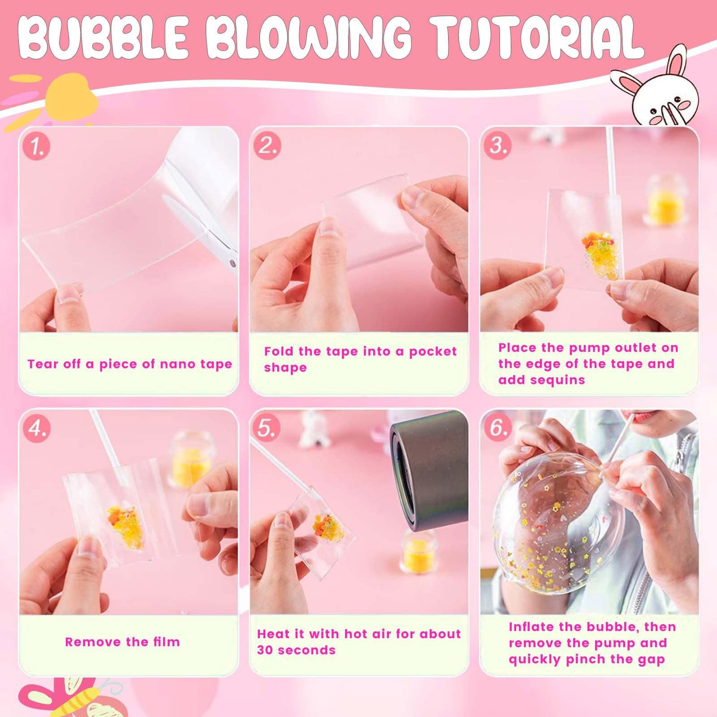 BENWIL Nano Tape Bubble Kit for Kids, Squishy Making Maker Kit, Birthday Gifts for 4 5 6 7 8 9 10 Year Old Girls Girl, Kids Toys for Girls 4-6 6-8 8-10 10-12