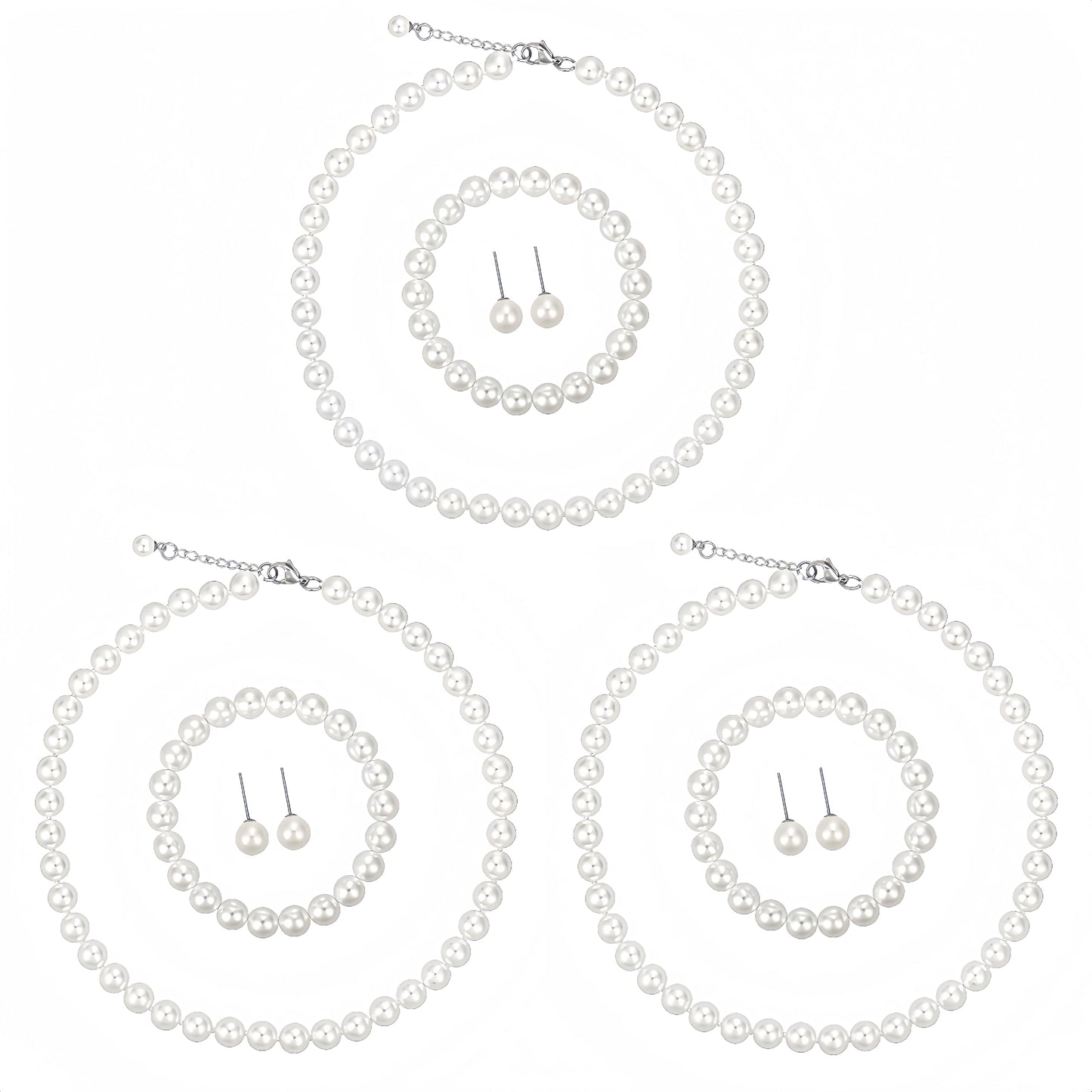 GACEMIU 8mm 3/9/27/45/90/135 Pcs Glass pearl Necklace Jewelry Necklace Jewelry Set for Women (Faux Hand Knotted Glass Imitation Pearls, 9)