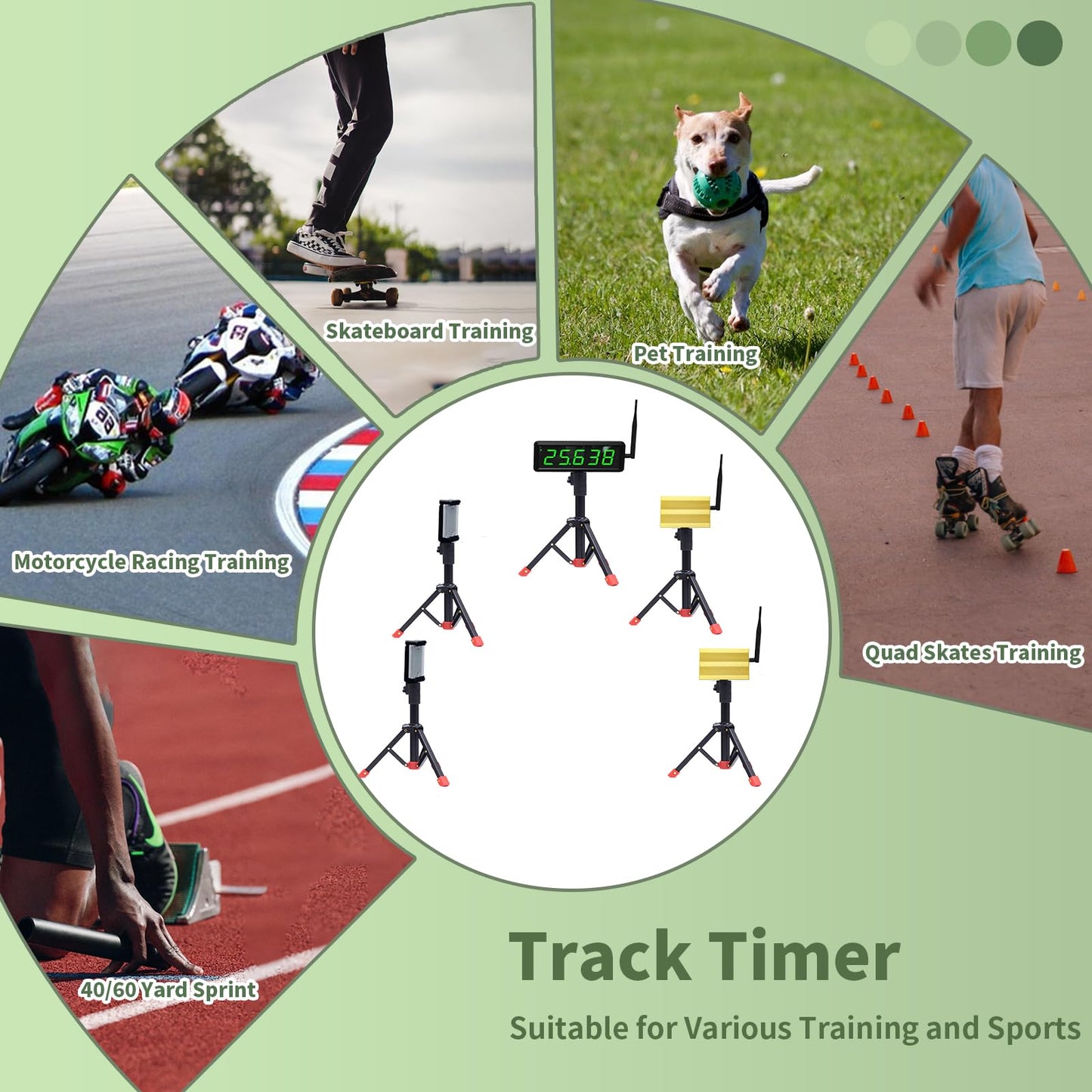 GAN XIN 40/60 Yard Sprint Timer for Track Wireless Race Clock, Stopwatch for Speed Training, Adjustable Tripod Precision Laser Racing Time(Smaller Tripod)