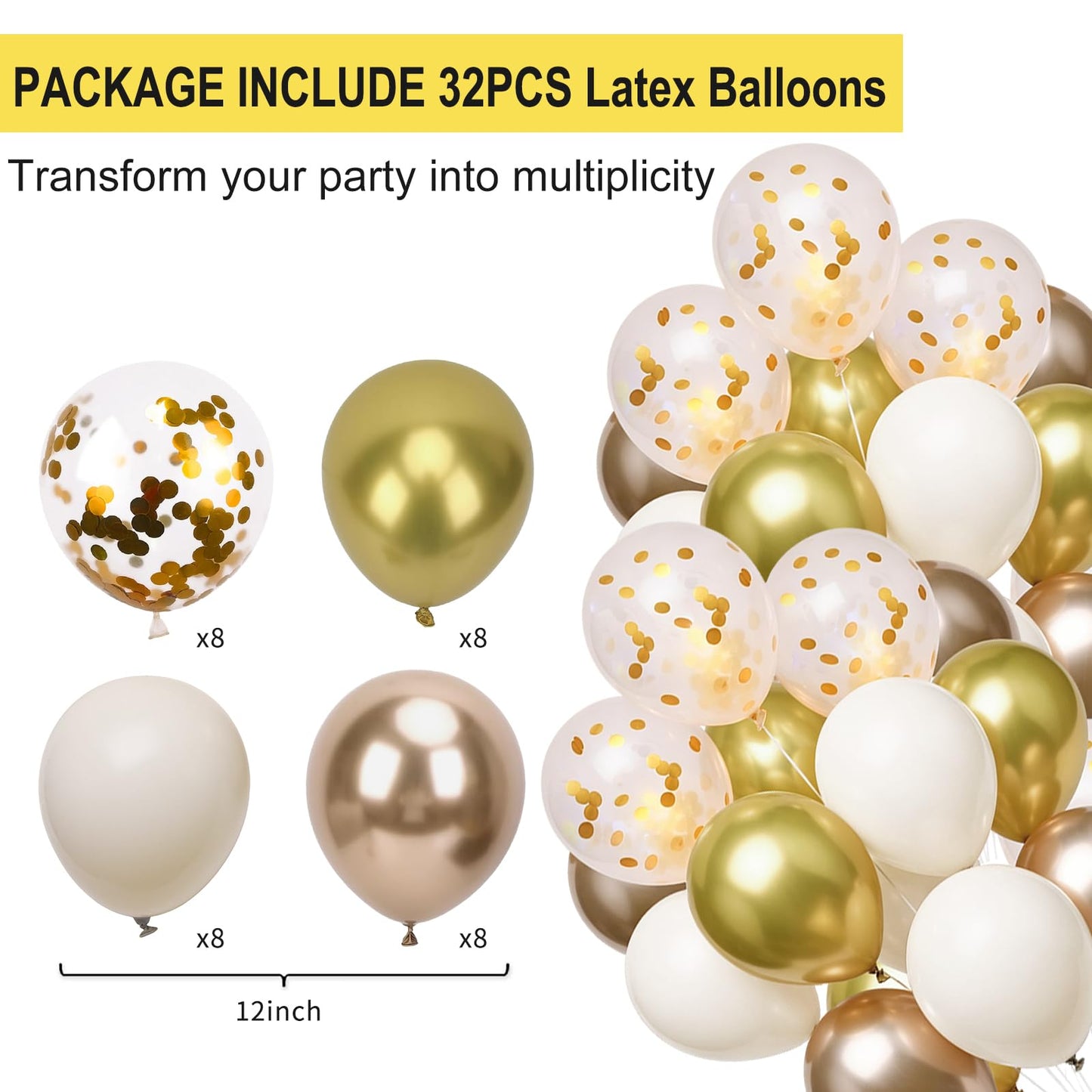 Golden Birthday Party Decorations,Gold Birthday Decorations with Happy Golden Birthday Banner,Paper Lanterns,Tissue Pom Poms,Fan,Gold Cream Balloons for Women Men,Photo Backdrop Decor,Gold Party