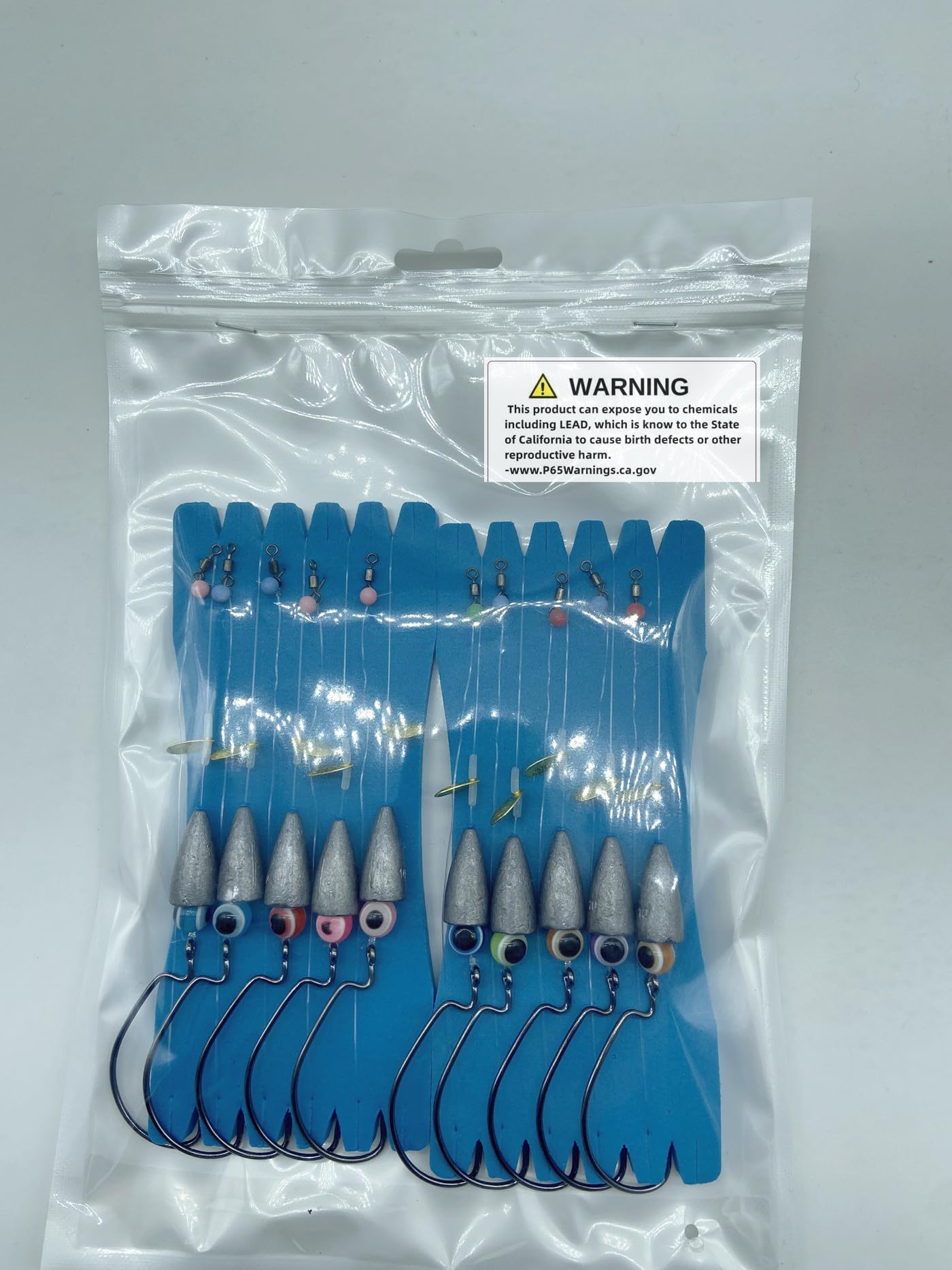 DAMIDEL 10Pcs Fishing Bullet Weights Texas Rigs Ready Kit,Worms, Sinker (10g/7g/5g), Worm Hooks, Carbon line,Spinner Blades,Eye Beads Bait, Fishing Bass Rig Saltwater Freshwater(10g)