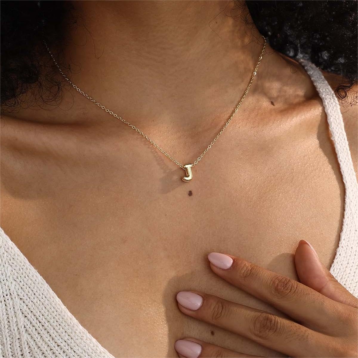 CUEZIY 14K Gold Plated Bubble Letter Necklace Initial Necklaces for Women Dainty Personalized Charm Pendant Name Necklace Cute Non Tarnish Fashion Accessories Teen Gift Trendy Stuff Jewelry Gifts