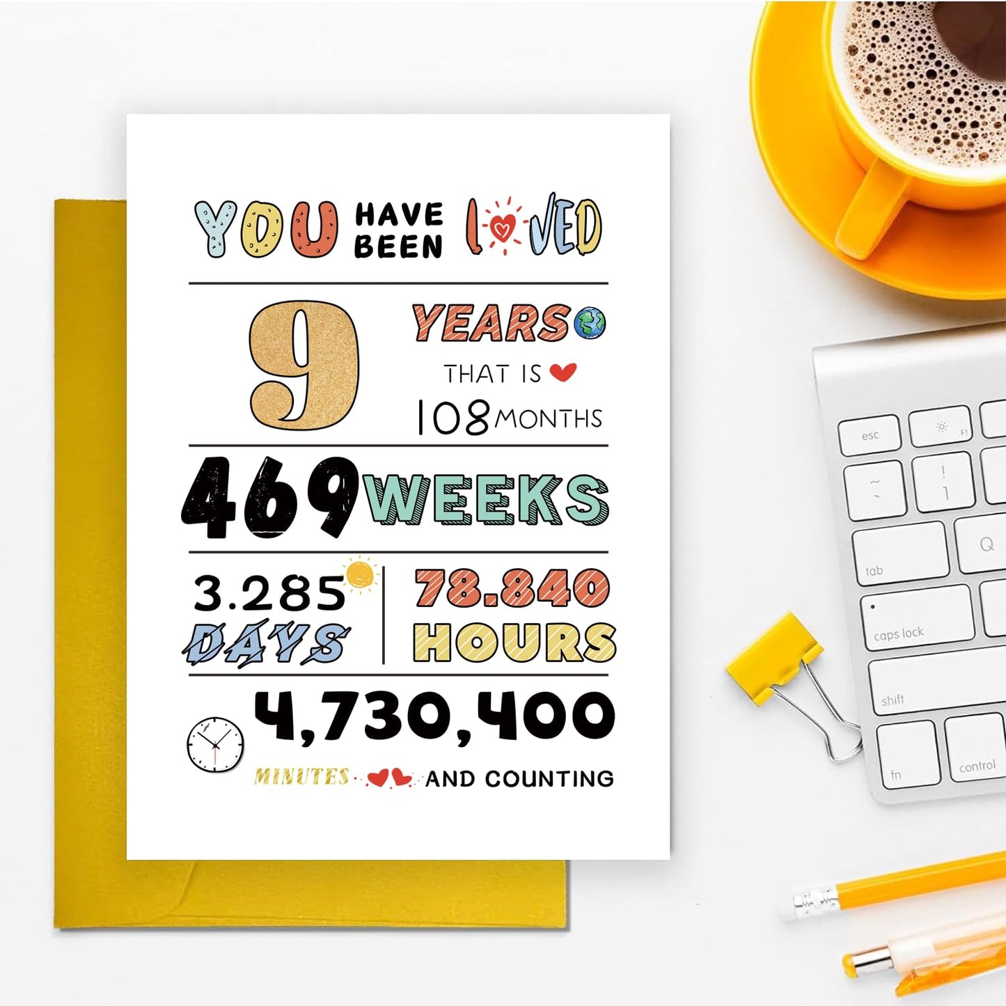 Cute 9th Birthday Card for Girls Boys, Ideal 9th Birthday Gift from Mom Dad, 9 Years Old Birthday Card Gift For Son Daughter Children, Unique 9th Birthday Decorations for Grandson Granddaughter
