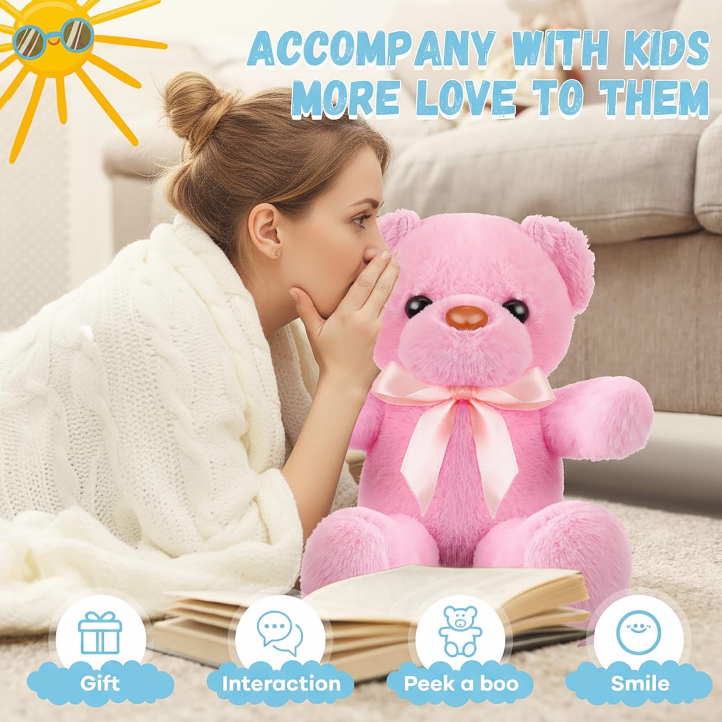 Jerify 28 Pieces Easter Bears Stuffed Animals Plush Gift for Women 12 Inch Plush Cute Soft Bears with Ribbon Bow in 10 Colors Wedding School Exchange Gift Baby Shower