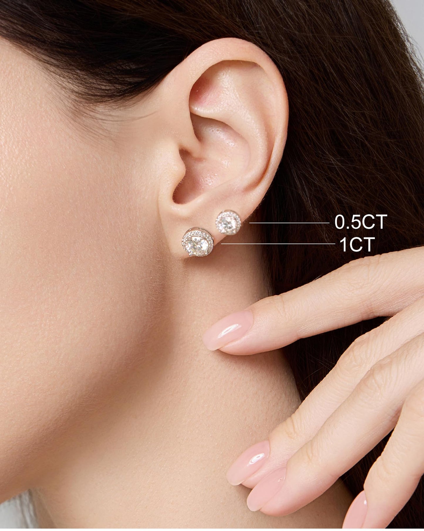 N9NEMUSES Moissanite Stud Earrings, 1 Carat Round Cut D Color VVS1 Clarity Lab Created Moissanite Earrings Studs 18K White Gold Plated 925 Sterling Silver Halo Earrings Jewelry Gifts for Women Men