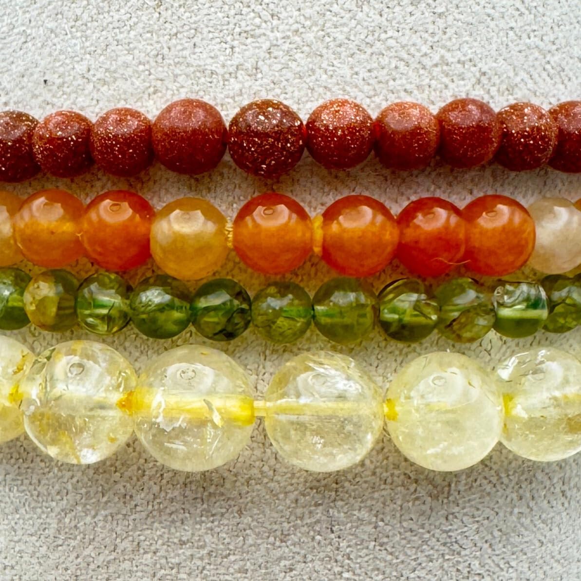 Success Crystal Bracelet Stack 4mm – Healing Stone Beaded Bracelets – Citrine, Peridot, Red Aventurine, Goldstone - Spiritual Energy Jewelry for Abundance, Growth, Manifestation Power, and Ambition - Elastic, Unisex, Gift-Ready