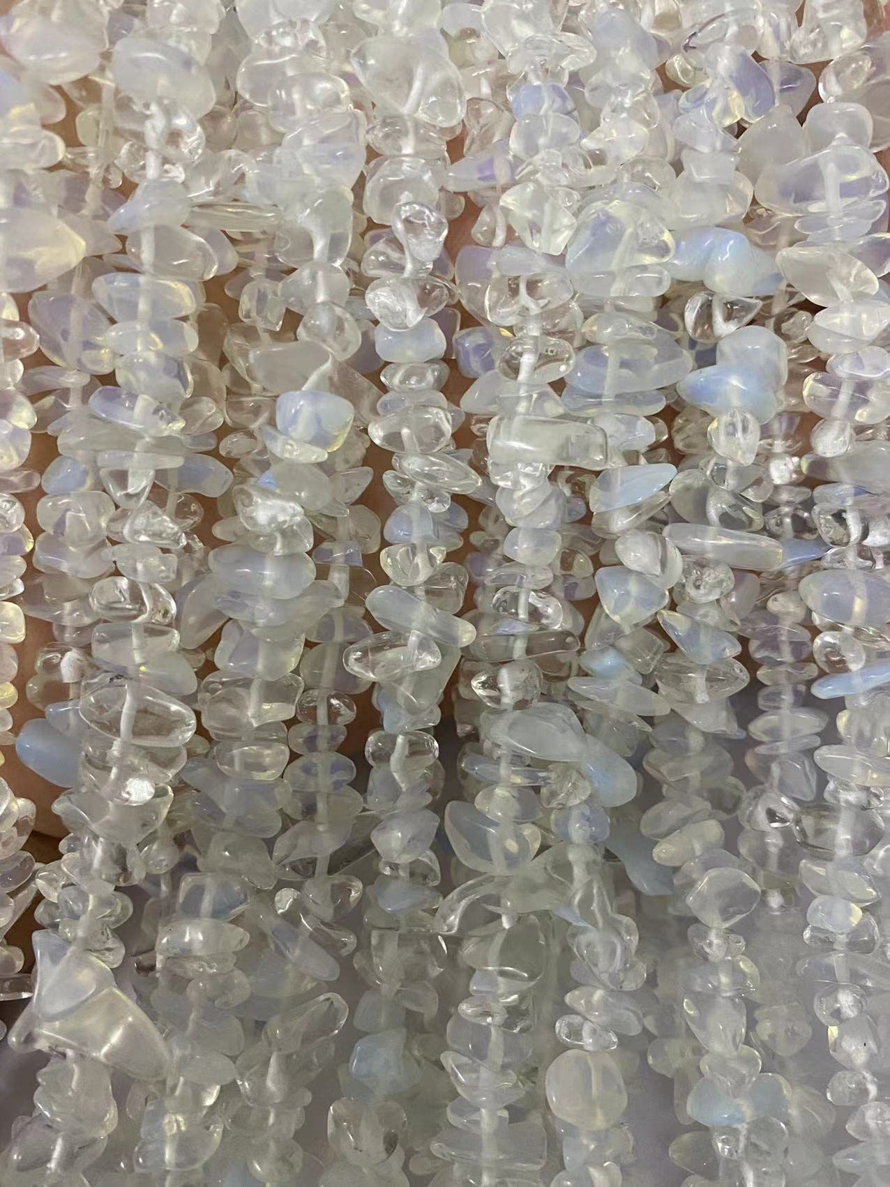 jodaying 7-8mm Opalite Natural Gemstone Chips Healing Gravel Bracelets Necklace Kit Irregular Tumble Stone Beads DIY Crafts Design Jewelry Making 32"