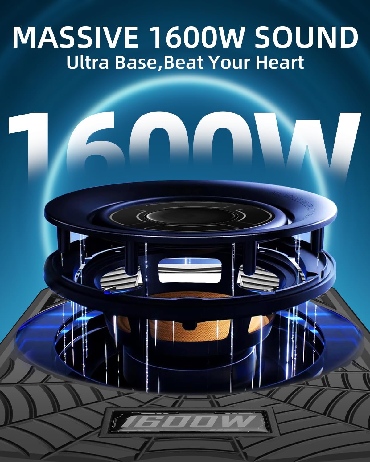 SUBPULSIX 1600W Slim Underseat Car Subwoofer and Amp Package, Powered Under Seat Subwoofer with Built-in Amp, Deep Distortion-Free Bass, RGB LED Ambient Light Switch, for Truck SUV Jeep Car Audio