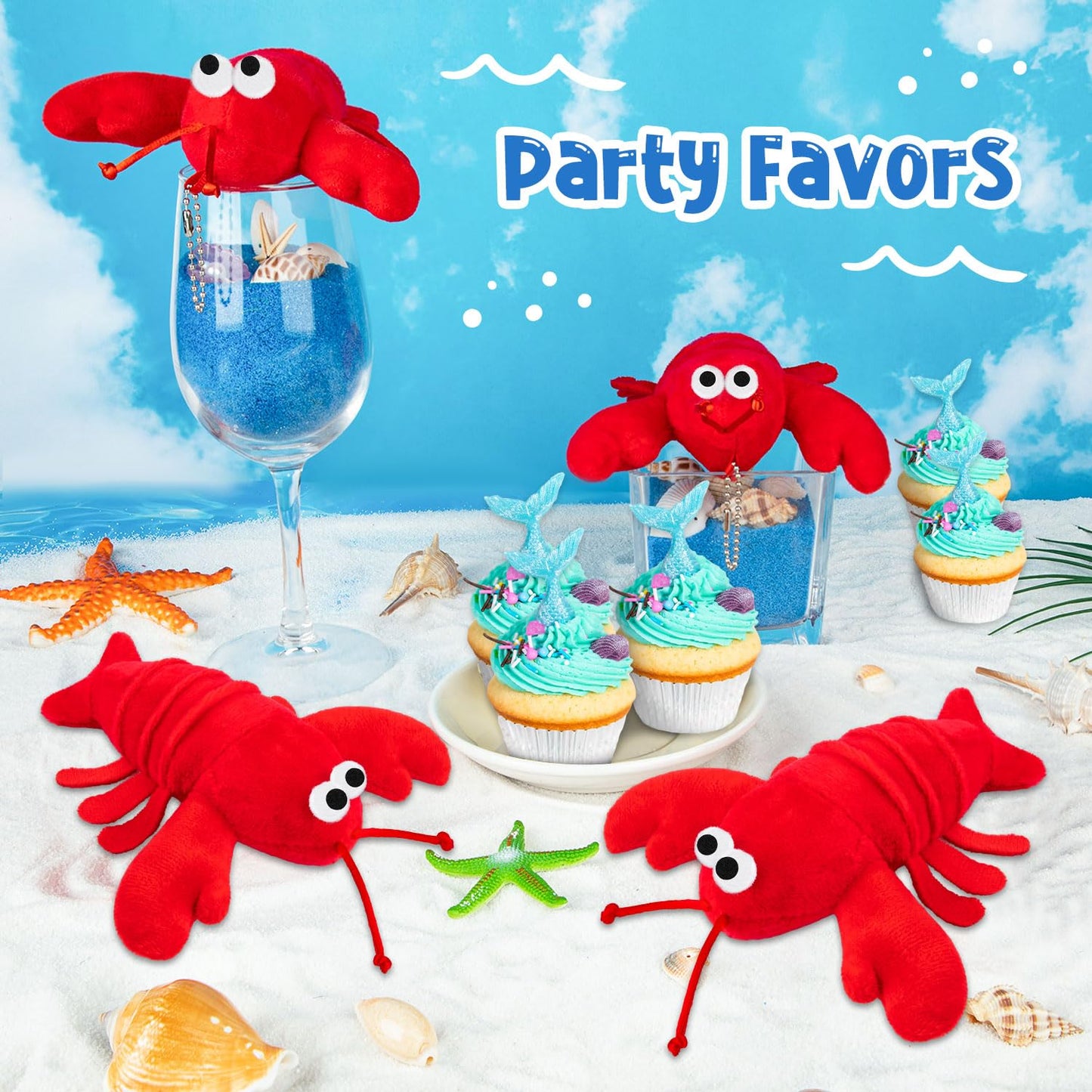 SYWHXY 12Pack Lobster Toy Cute Plush Lobster Stuffed Animal Crab Doll for Kids, Soft Mini Plush Stuffed Lobsters Crab Hanging Ornaments for Key Purse Bag Backpack DIY Birthday Favors