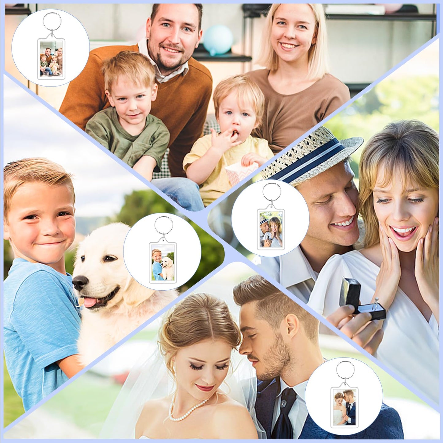150 PCS Blank Photo Insert Keychains,Translucent Acrylic with Split Key Rings for Double-Sided Photos,Small Pendant Picture Frames for Family, Friends,DIY Gifts & Craft(Fit 1.1 × 1.8inch Pic)