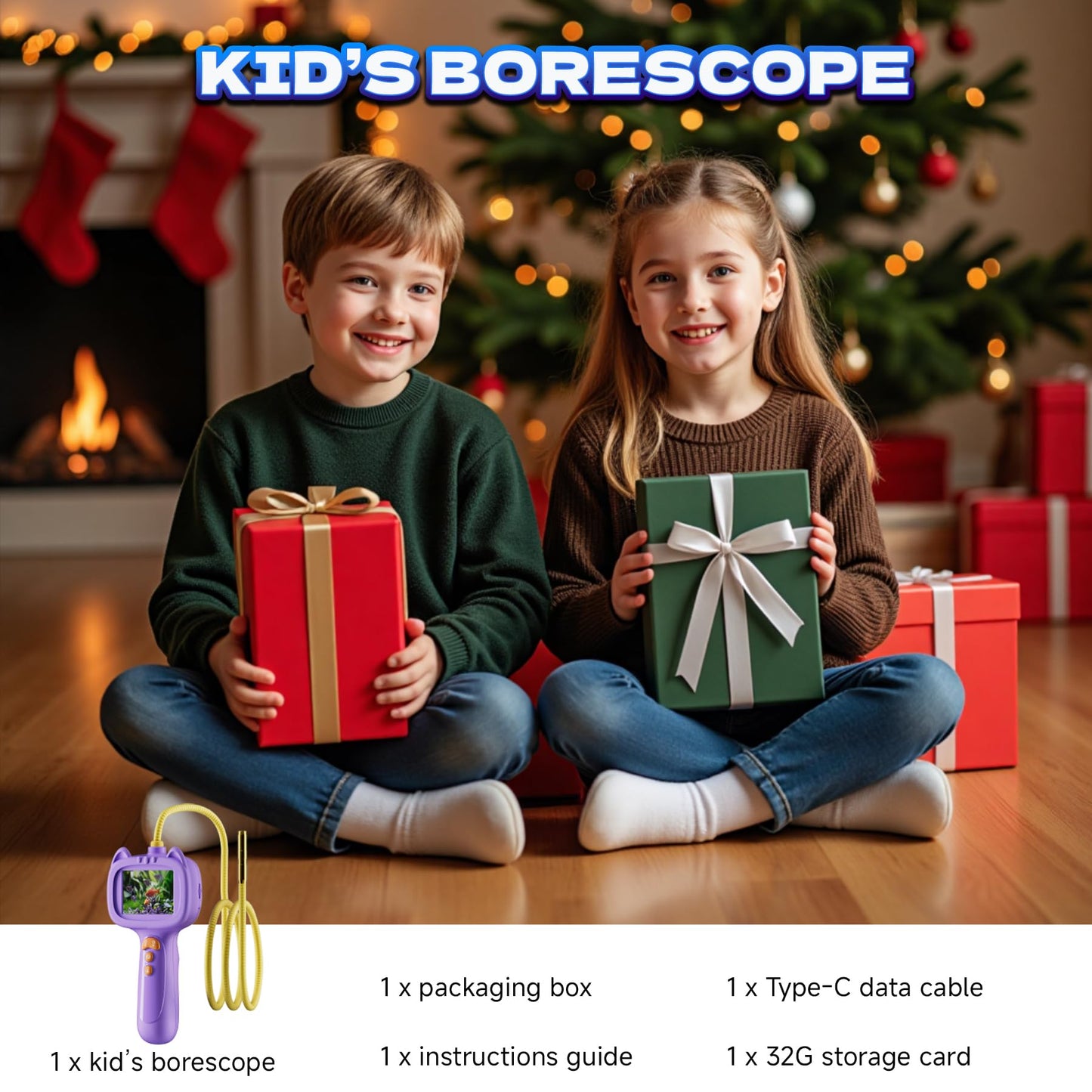 Borescope Snake Camera with Light for Kids,STEM Endoscope Educational Toy Kit,Outdoor Camping Nature Science Exploration Hoilday Birthday Gift for Boys & Girls Ages 3+ Years Old (Purple)