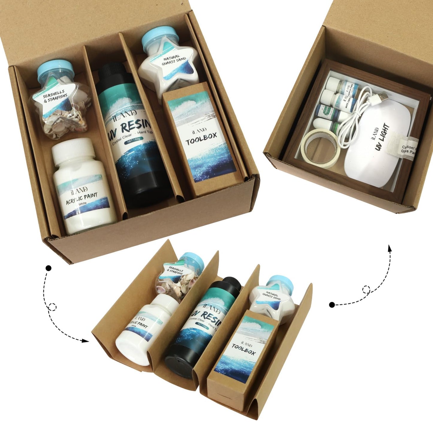 iLAND Crafts for Adults Resin Art Kit DIY Beach Ocean Themed Crafting Adult Girls Night Craft Making Set Date Night Painting Kit for Couples Unique Christmas Gifts for Crafty Women Teen Girls Romantic