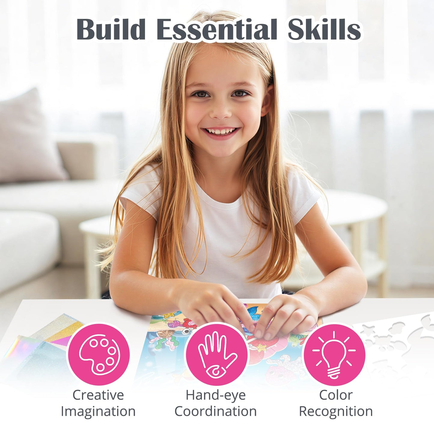 Timetome Foil Craft Kit for Kids, Princess & Unicorn Foil Art Set for Ages 4–8, No Mess Creative Arts and Crafts, Easy Peel Stick Foil Pictures, Gift for Girls 5-10