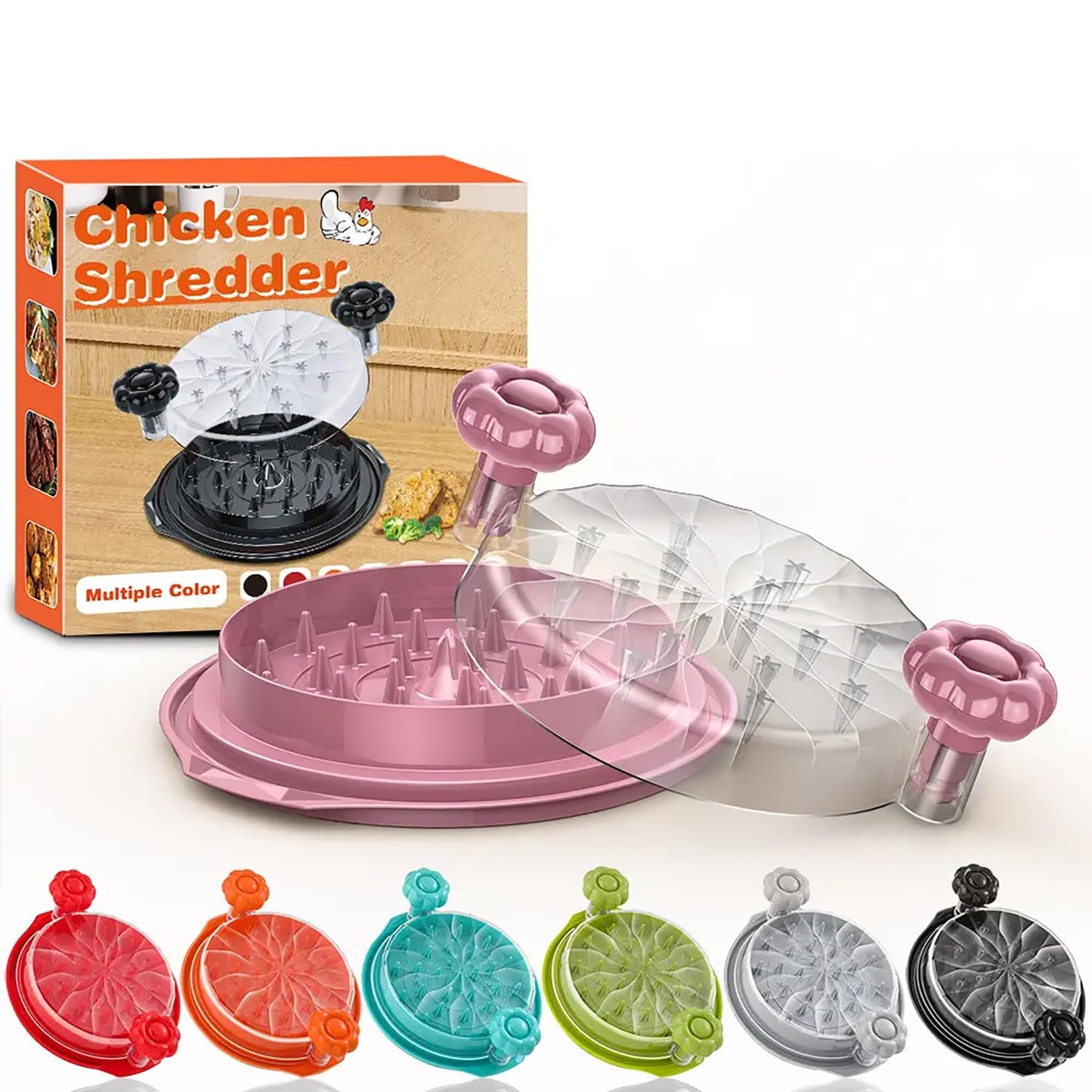 Meat Breaker Upper & Chicken Shredder Tool β Manual Meat Separator with Twist-Lid Action, Visible Top, Non-Slip Base β Shredded Chicken Tool, Meat Chopper, Mix and Chop Kitchen Utensil (Black)
