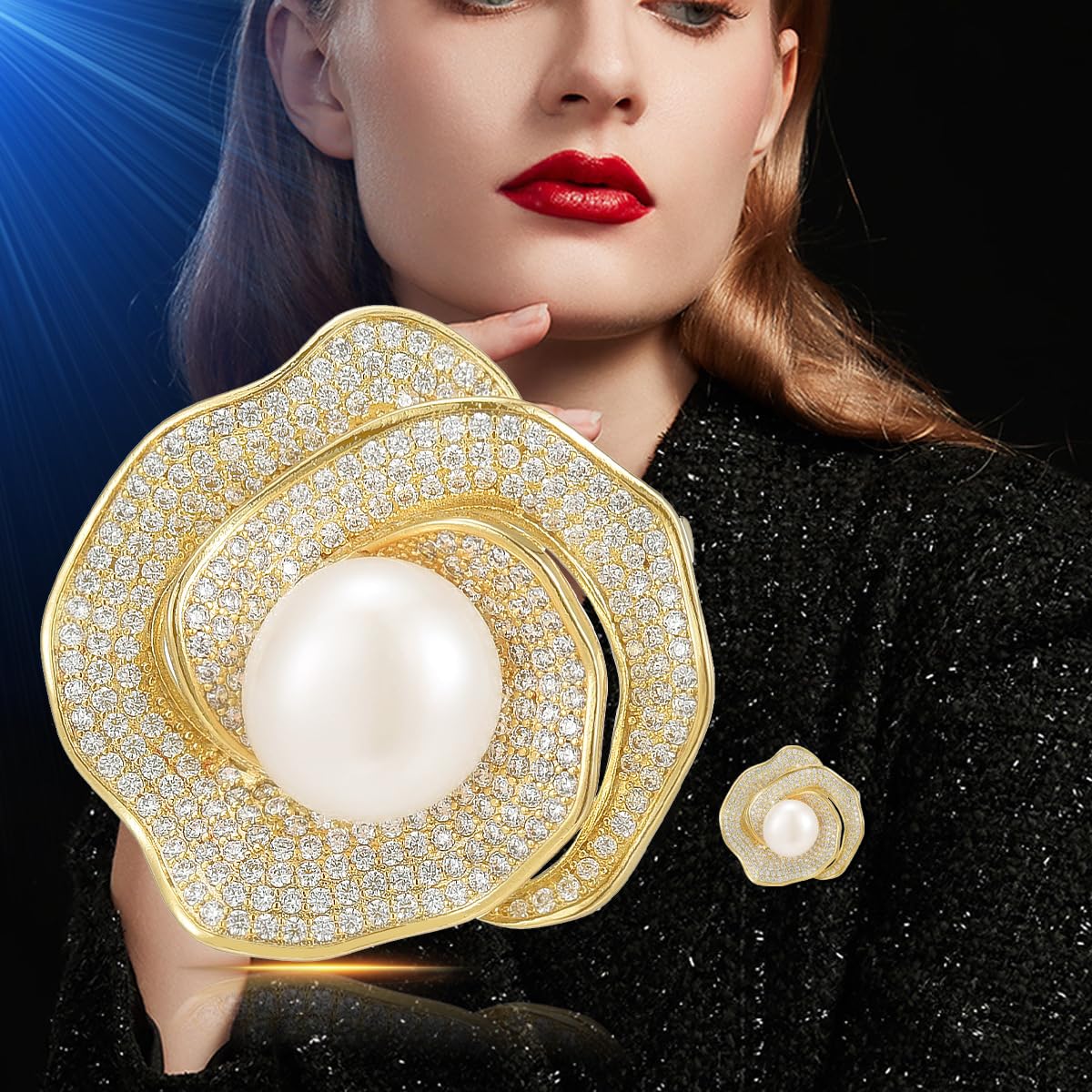 AILONMEI Brooches and Pins for Women Elegant Flower Pearl Brooches Costume Broches Jewelry Lady Christmas Pin for Women (GD-1058)