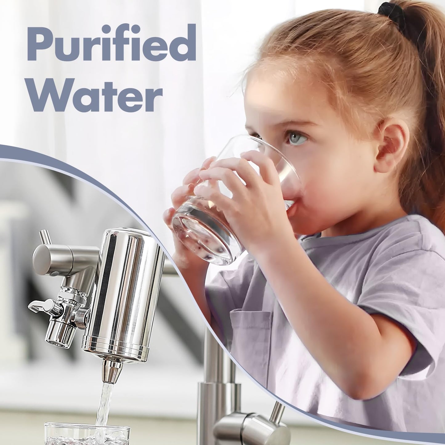 AIMADI Kitchen Faucet with Water Filter and Pull Down Sprayer, Brushed Nickel Stainless Steel Single Handle Kitchen Sink Faucet for Drinking Water, Farmhouse, RV, Utility or Laundry Sink