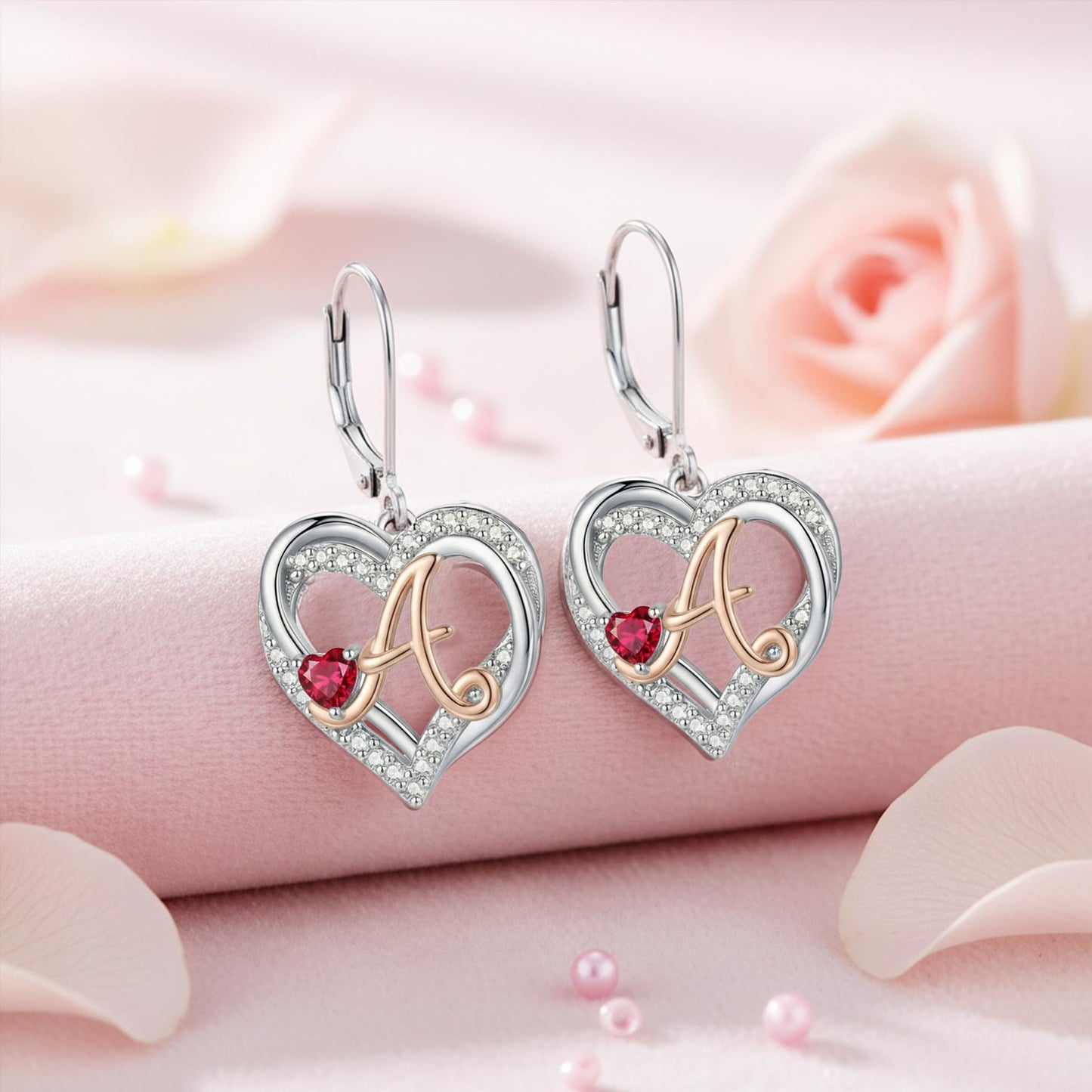 ZPMMPZ Initial Birthstone Earrings Intial Letter Dangle Drop Earrings Birthstone Jewelry Gifts for Women A & August