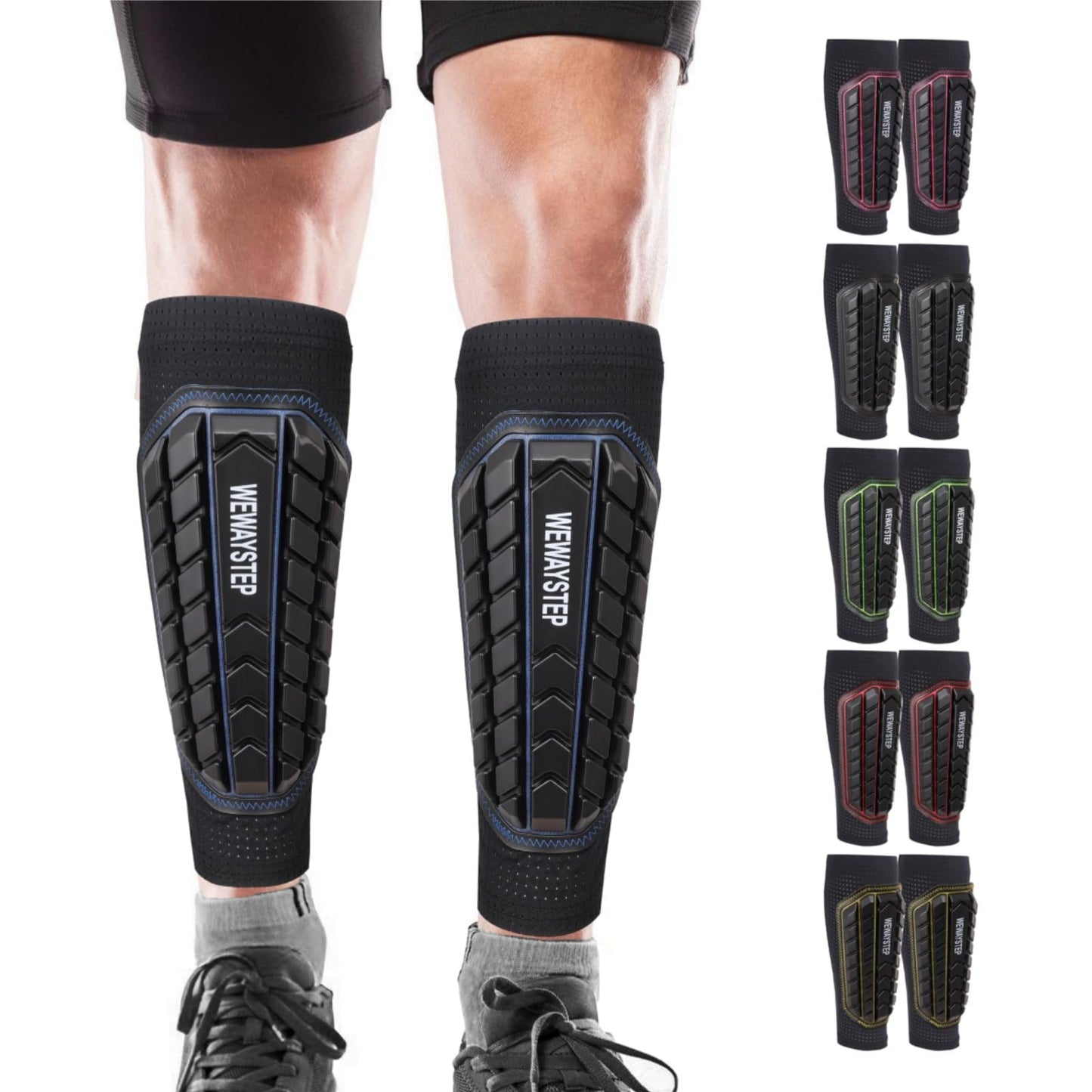 Shin Guards Soccer Kids Youth, Adult Shin Guards with Honeycomb Padding,Breathable & Anti-Slip Calf Compression Sleeves (Red, Small)