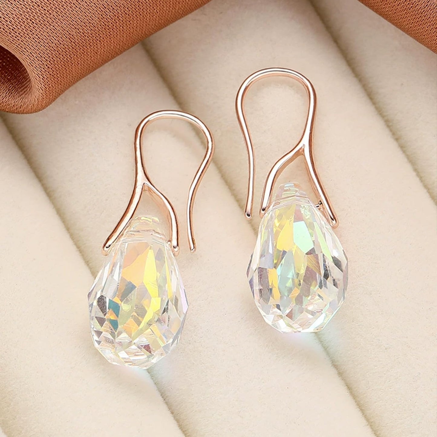 2Pcs Quartz Stone Earrings for Women Crystal Sparkling Dangle Earring Trendy Jewelry Birthday Gifts for Women
