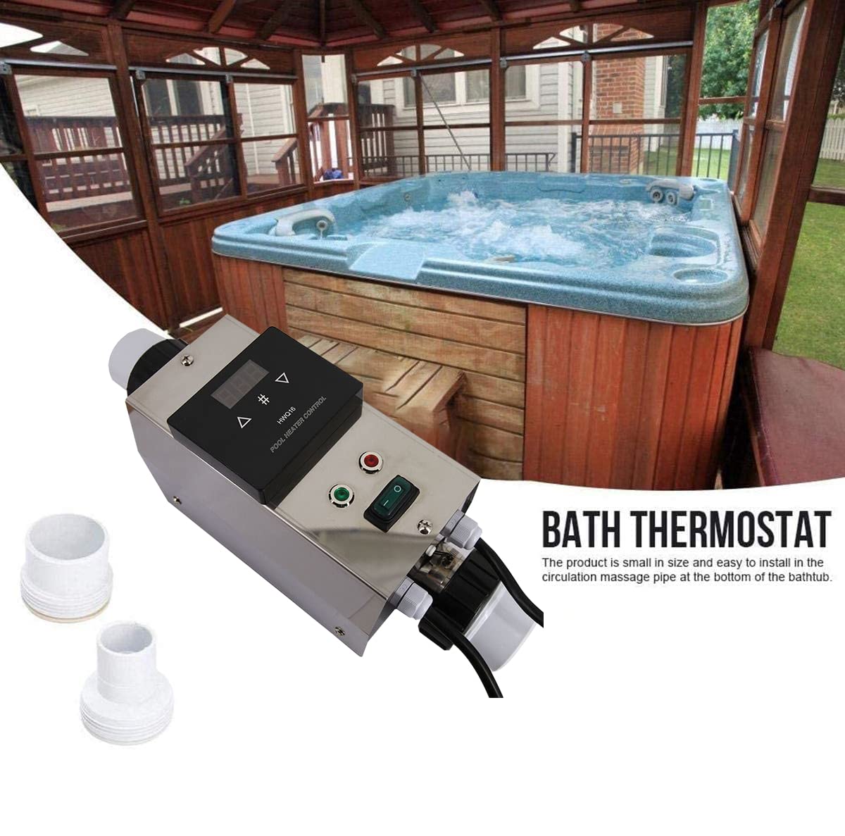 Electric Pool Heater Built-in Circulating Pump Control System,Not Affected by Ambient Temperature for Swimming Pools, SPA Bathtubs,up to 2000gallons, Max Output 14000BTU/hr,110V/60Hz No Power Plug