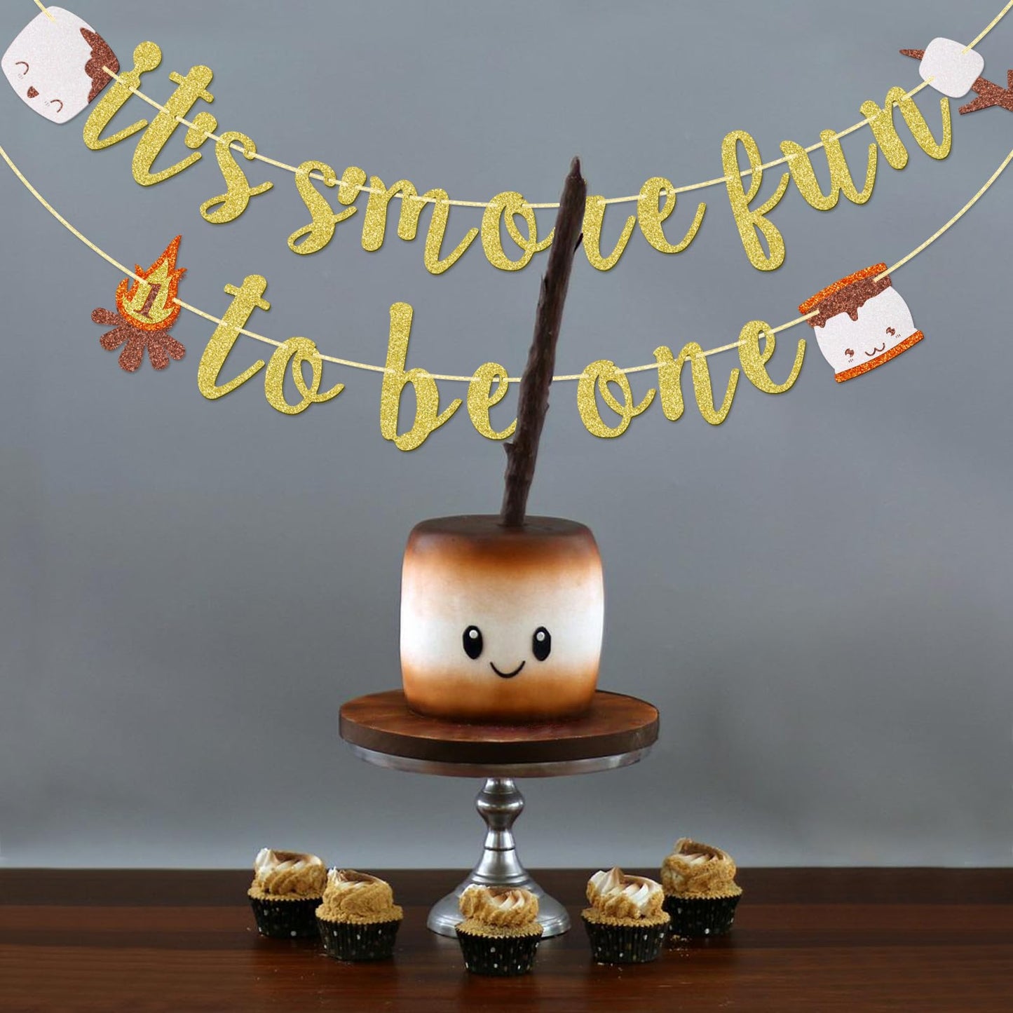 It’s S’more Fun to Be One Banner, Camping Themed 1st Birthday Banner, S'mores Birthday Decor for Baby Boy and Girl, One Happy Camper Decor