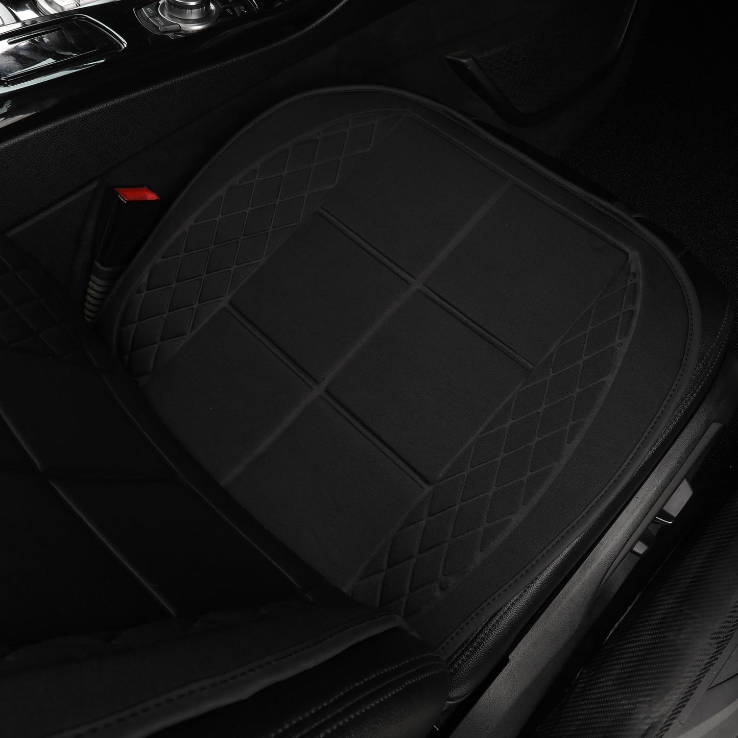 SriGM Car Seat Cushion Comfortable Seat Cover for Cars Trucks SUV Van, Full Back and Seat Cushion for Driver or Passenger Black 1 Pack