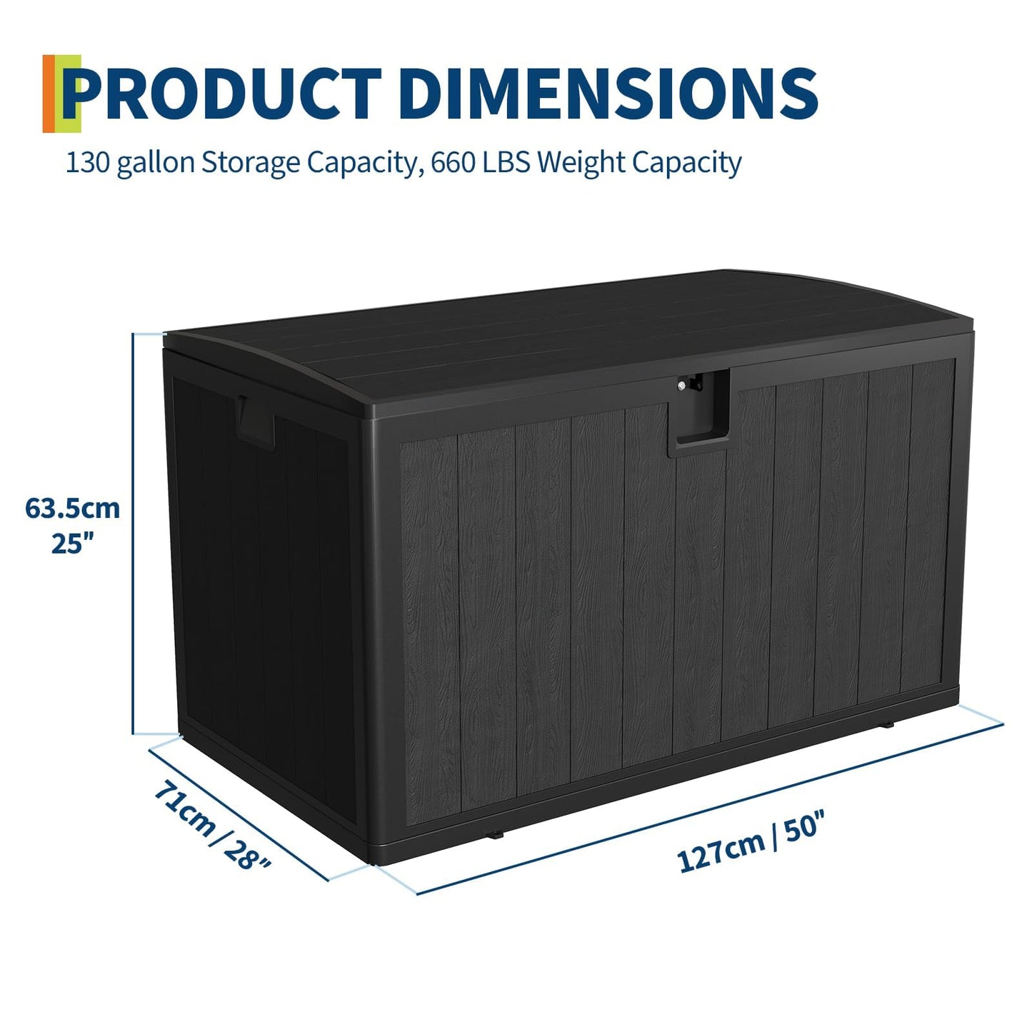 130 Gallon Waterproof Outdoor Storage Box, Lockable Deck Cabinet for Patio Furniture, Outdoor Cushion Organizer, Garden Tools, Package Delivery, Deck Boxes Outdoor Waterproof