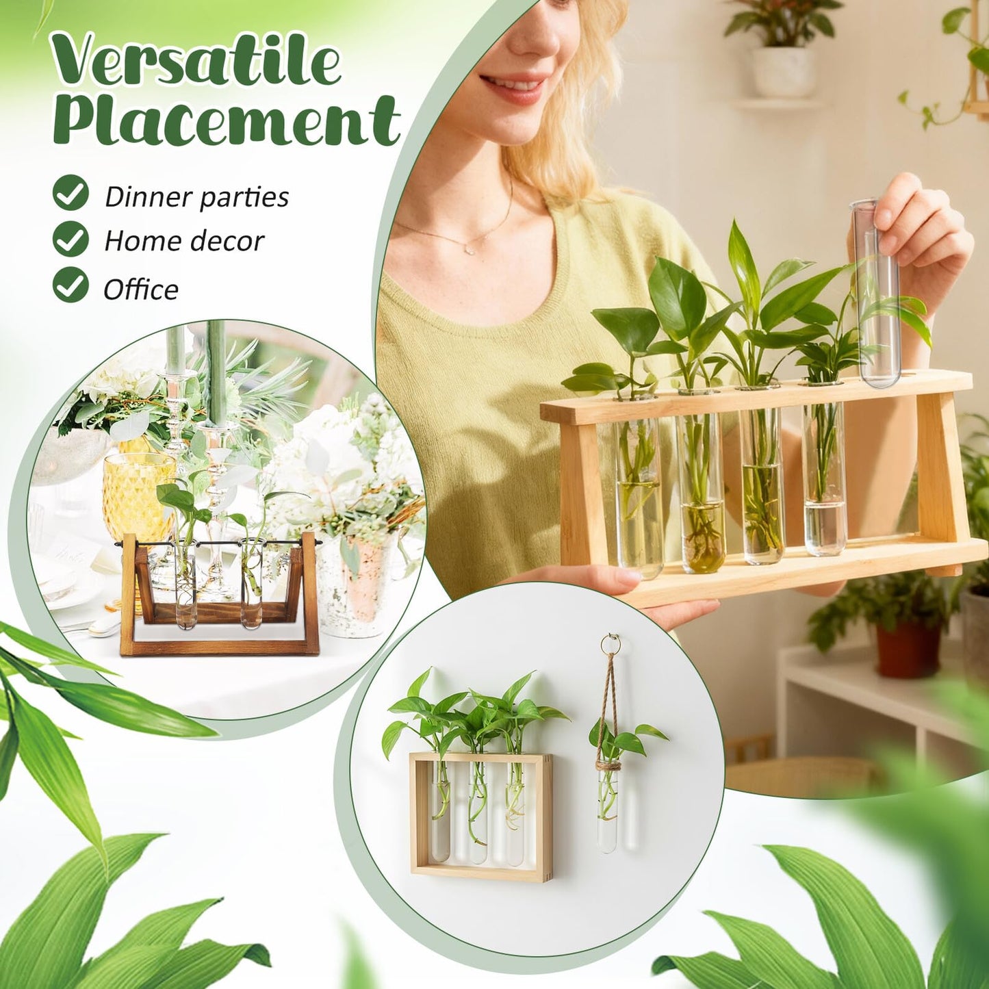 Artibetter 5pcs Glass Plant Propagation Tubes 2.5x3x11cm Test Tube Hydroponic Flower Vase for Indoor Plant Propagation and Terrarium Display