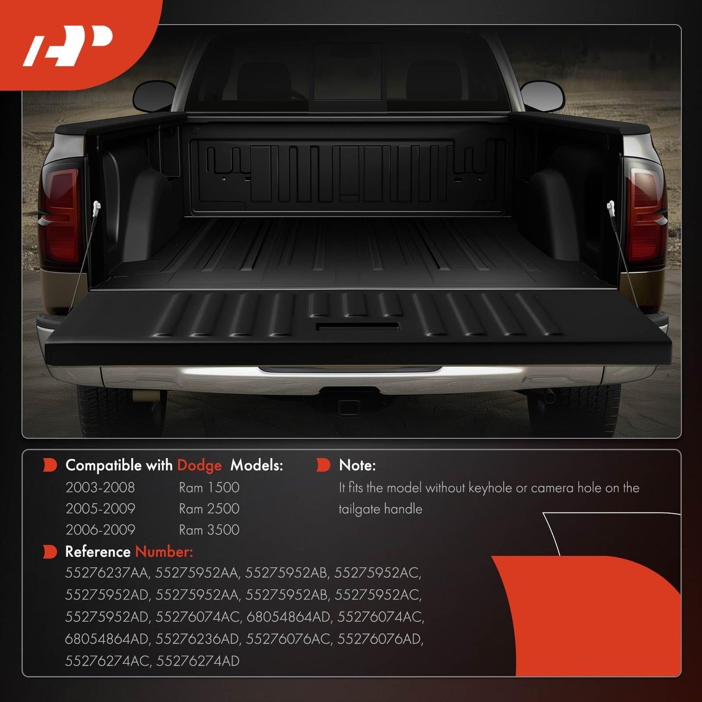 A-Premium Tailgate Rebuild Kit Compatible with Dodge Ram 1500 2003-2008, Ram 2500 2005-2009, Ram 3500 2006-2009, Rear Tailgate Parts Metal Handle Bezel Latch Hinge Cable Bushing Bolts (Pack of 30)