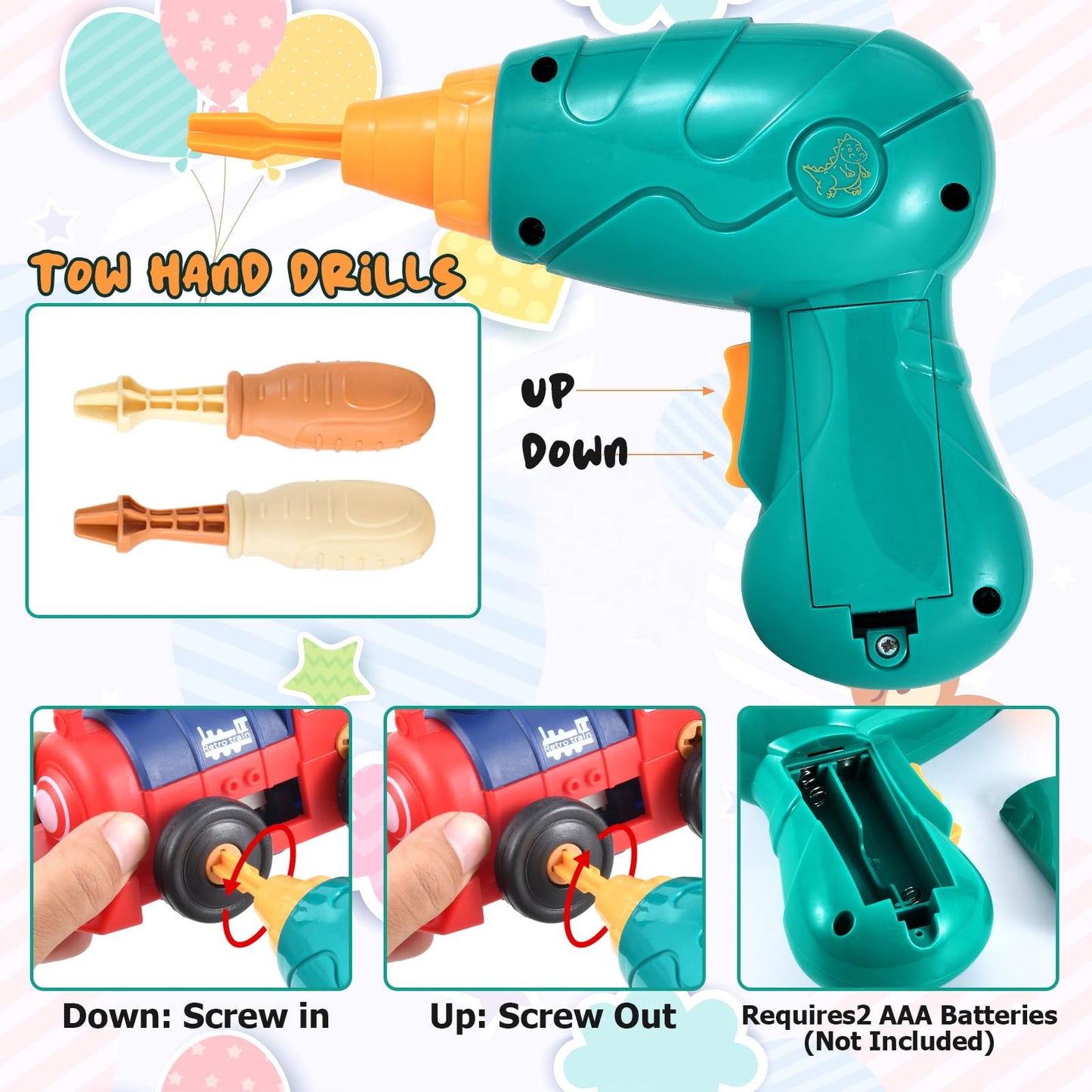 Take-Apart Electric Building Toys Car, Toddler & Kids Tool Set with Motor & Electric Drill, STEM Educational Construction Toy for Ages 3+, Enhances Hands-On Skills for Preschool & Kindergarten Boys