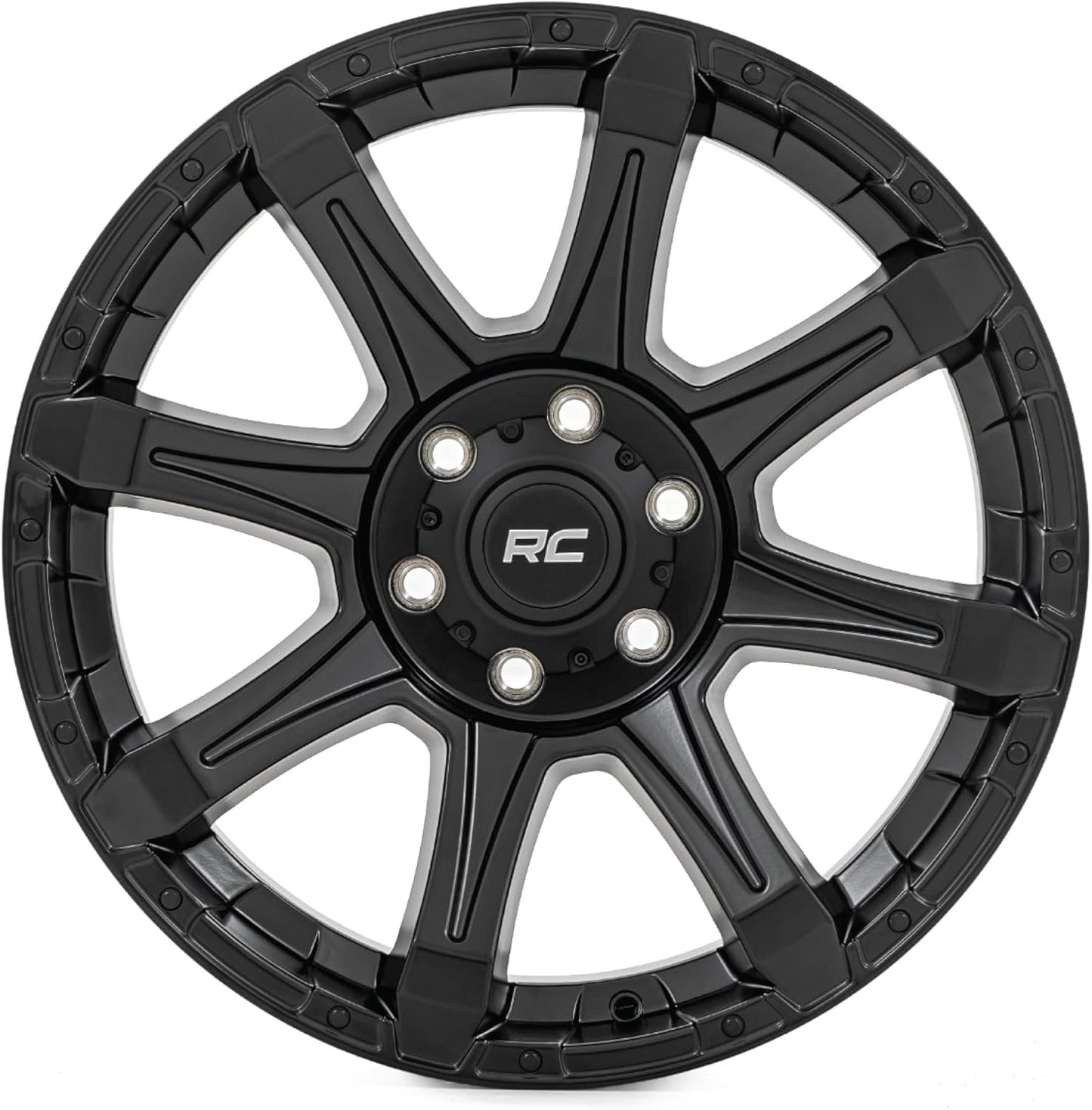 Rough Country 81 Series 20x9 Wheel - 8x180mm Bolt Pattern, +0mm Offset, One-Piece Aluminum, Semi-Gloss Black Off-Road RIm for Trucks, Jeeps, SUV