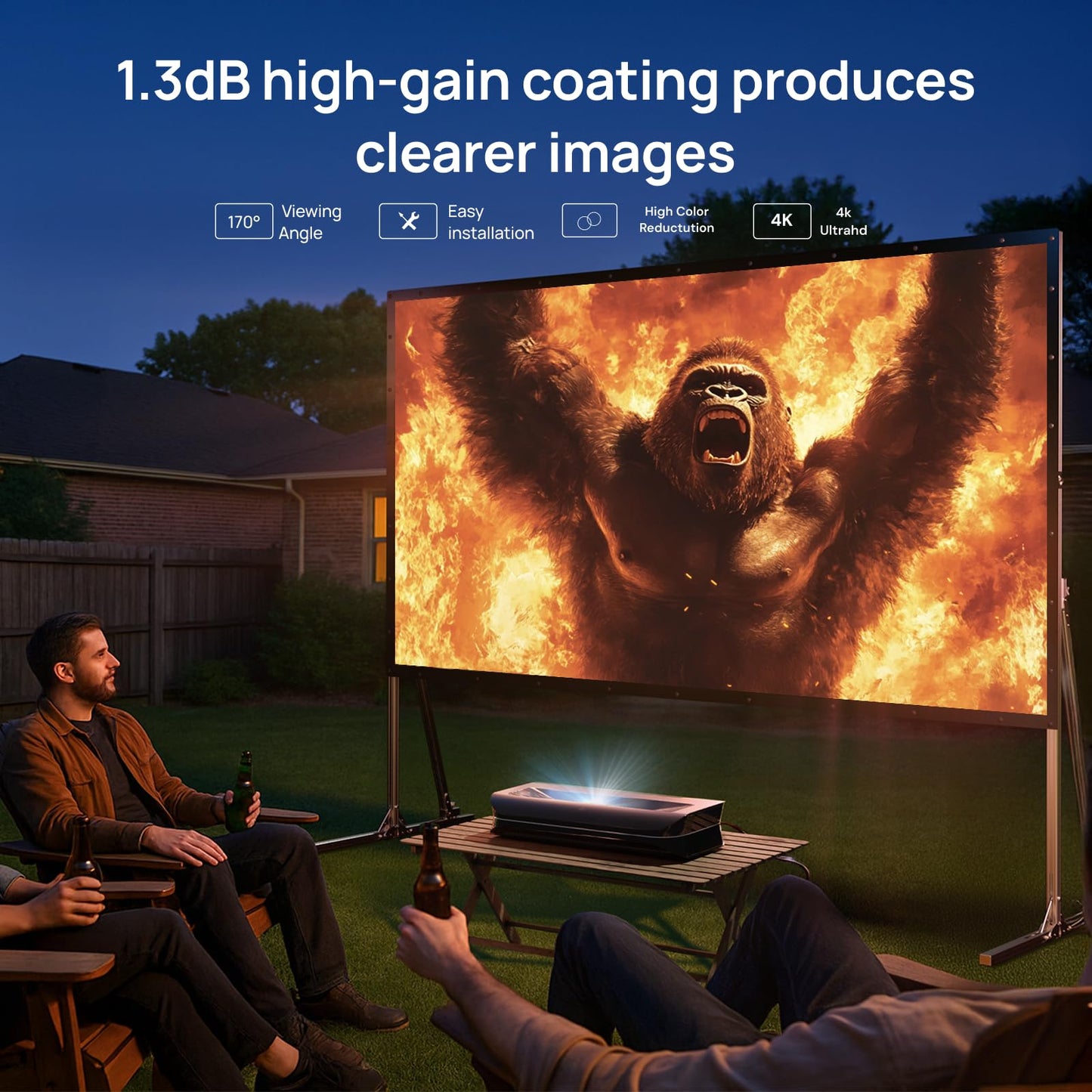 AWOL VISION Folding Outdoor Projector Screen with Stand (200 inches),Outside Projection Screen 4K/8K UHD Support, Freestanding, Portable Alloy Frame, 16:9 HD, Lightweight for Camping, Backyard