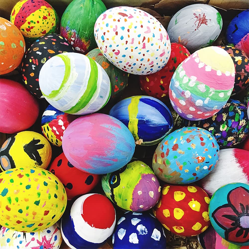 Worgree Easter Egg Painting Kit, 24pcs Wooden Eggs and Bunny for Easter Crafts Basket Stuffers Gifts for Kids Toddlers Boys Girls Ages 4-8 8-12 Birthday Party Favors Classroom Prizes DIY Decor