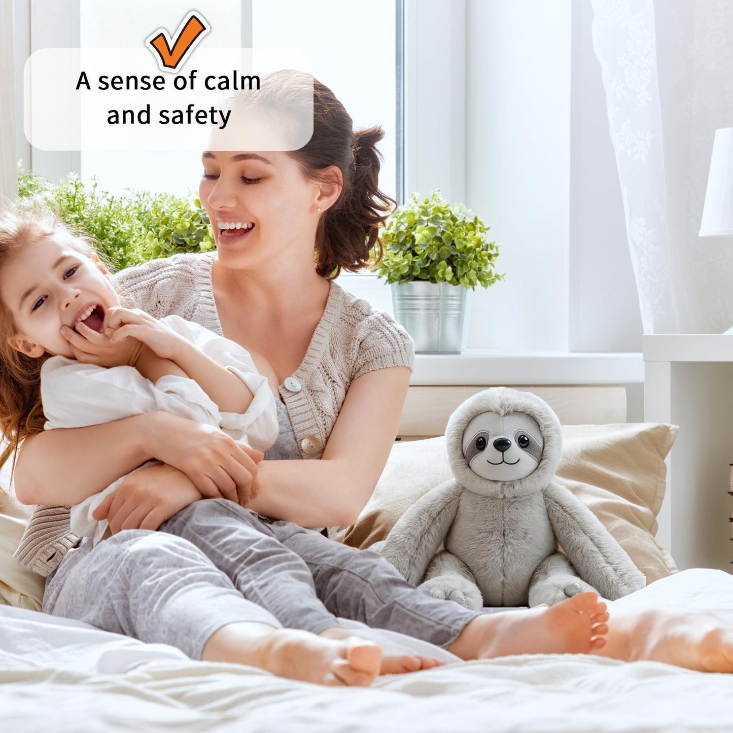 Pluhsould Microwavable & Weighted Stuffed Animals,Sloth Stuffed Animal 8.5 Inch, 1.1 Lbs,Cute Soft Plush Toys for Boys, Girls, Babies & Toddlers(Lightly Scented with Chamomile