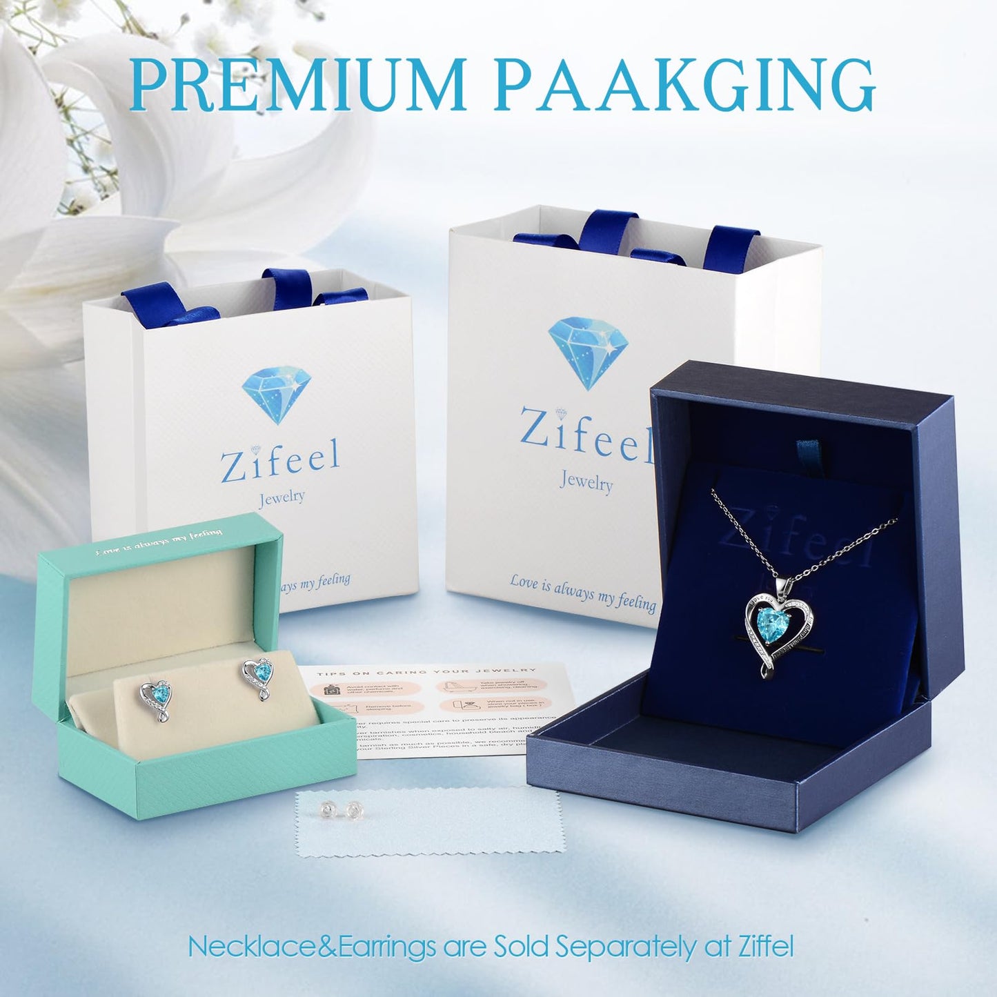 Zifeel Earrings for Women, 925 Sterling Silver Birthstone Heart Studs Earring for Girlfriend Wife, Anniversary Birthday Christmas Valentines Mother’s Day Gifts Jewelry for Women Wife Her Mom