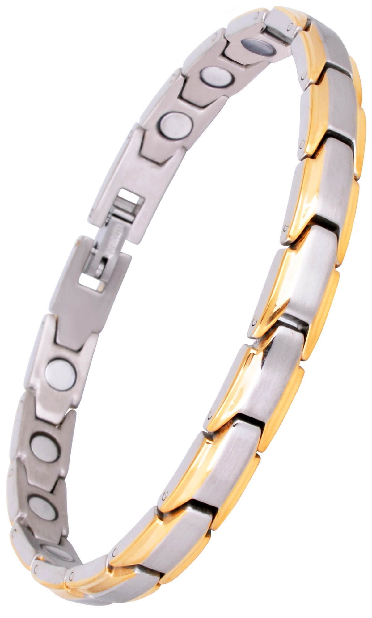Smarter LifeStyle Elegant Titanium Magnetic Anklet for Women - Adjustable Bracelet Length with Sizing Tool for Perfect Fit, Womens Magnetic Anklet (Silver and Gold)