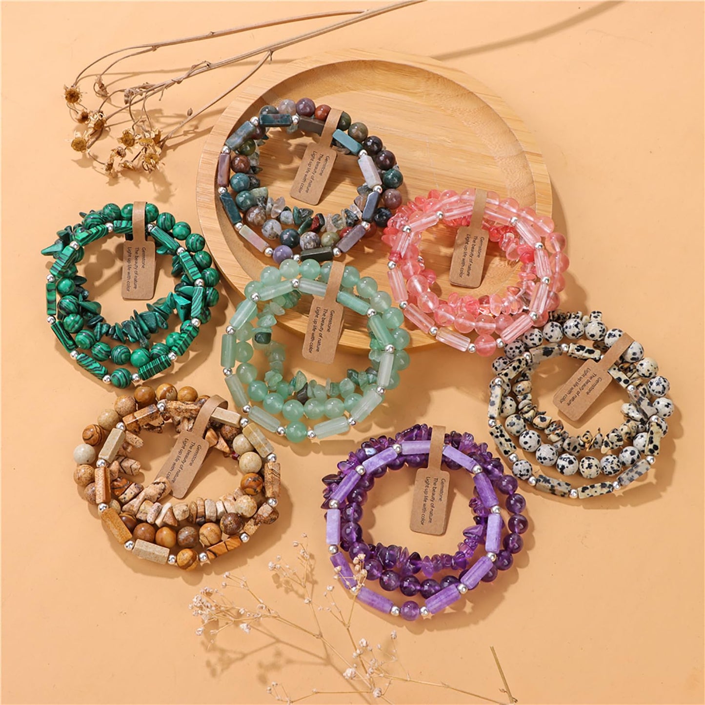 IVY TAILI 3Pcs Jade Bracelet for Women 8mm Green Aventurine Green Jade Beaded Bracelet Stretch Bracelet Set Jade Jewelry for Women