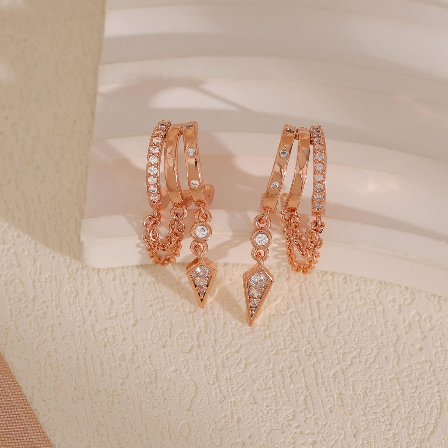 SELSHE Rose Gold Earrings for Women,Long Dangle Drop Earrings Hypoallergenic Statement Hoop Earrings for Women Trendy Rose Jewelry Women's Accessories