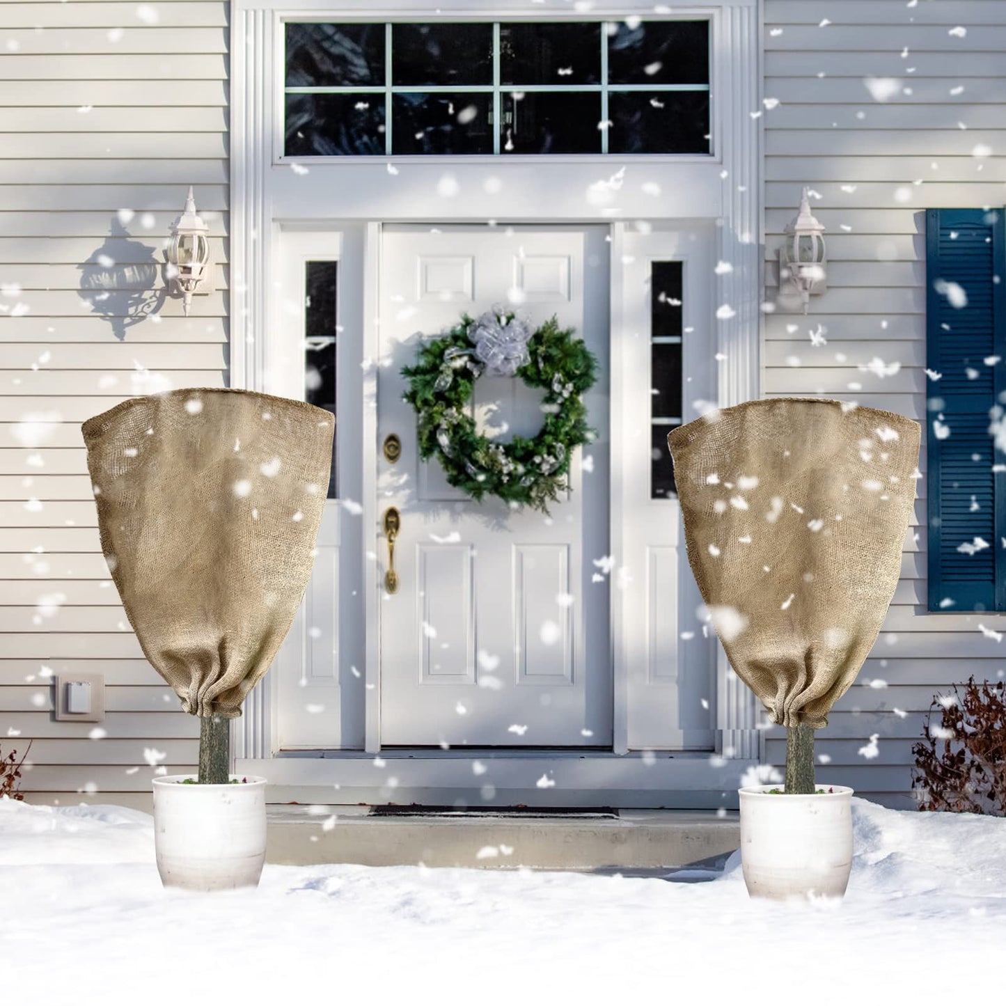 6 Pack 24” × 40” Burlap Winter Plant Cover Bags - Plant Covers Frost Protector with Drawstring Plant Covers Freeze Protection Frost Blankets Shrub Jacket,Freeze Blanket for Outdoor Plants Fruit Tree