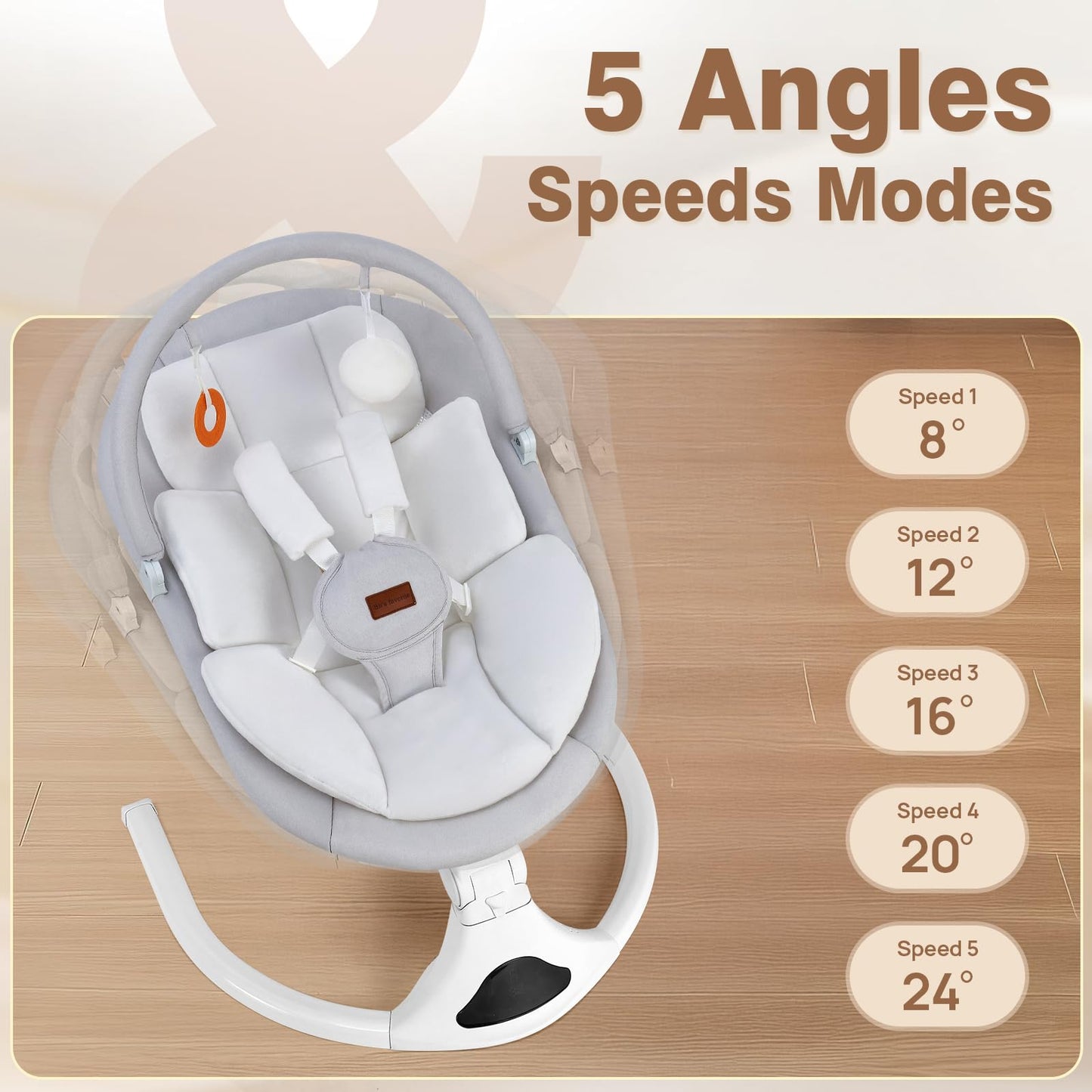 Baby Swings, Infant Swing with Remote Control, 5 Speed Adjustable, Machine Washable Seat Pad, 5 Point Harness, Bluetooth Connection, Electric Baby Swing for Indoor Use (Gray)